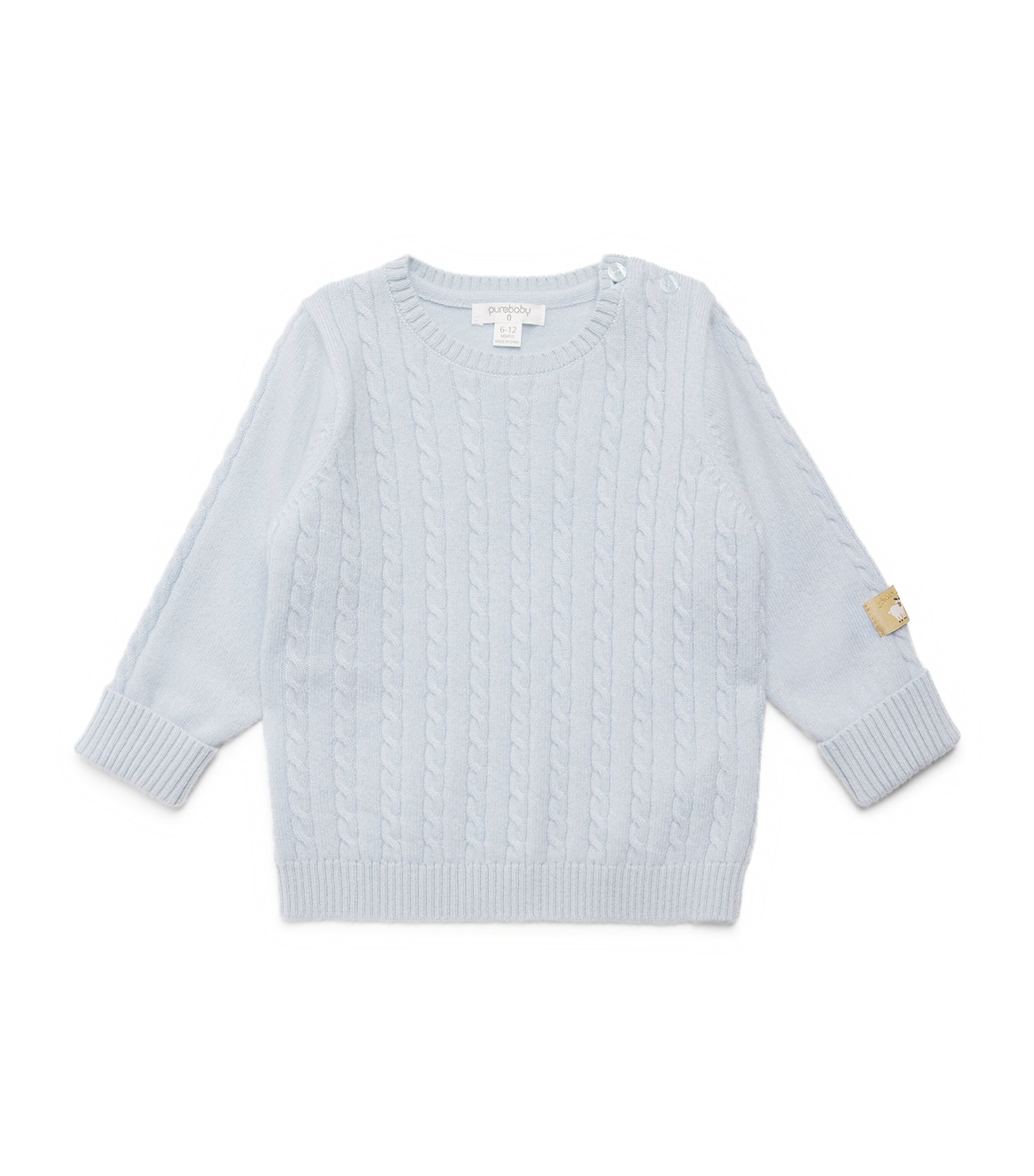 Purebaby Cashmere Cable-Knit Sweater (0-12 Months) Pnbmel Pale Blu Mlng
