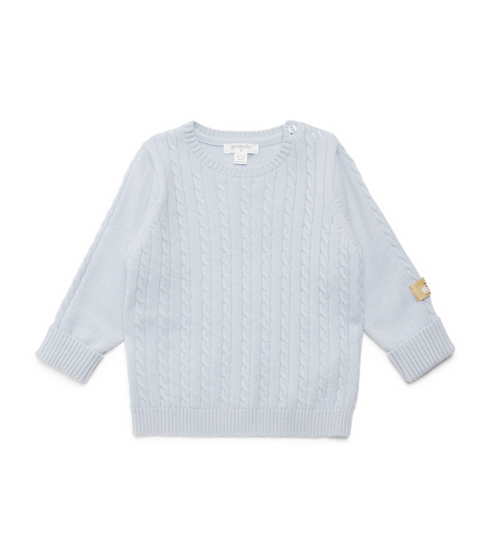 Purebaby Cashmere Cable-Knit Sweater (0-12 Months) Pnbmel Pale Blu Mlng
