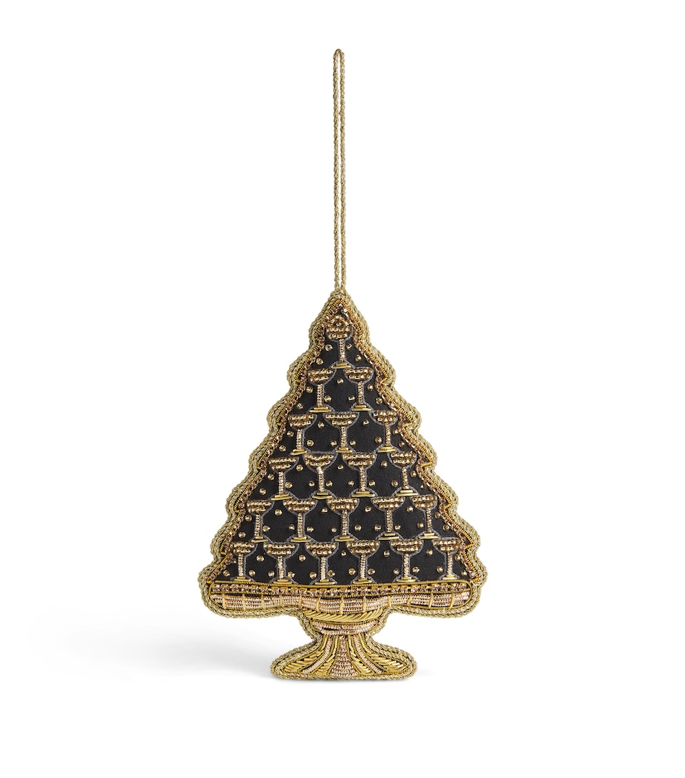 Tinker Tailor Beaded Champagne Tower Tree Decoration Black & Gold