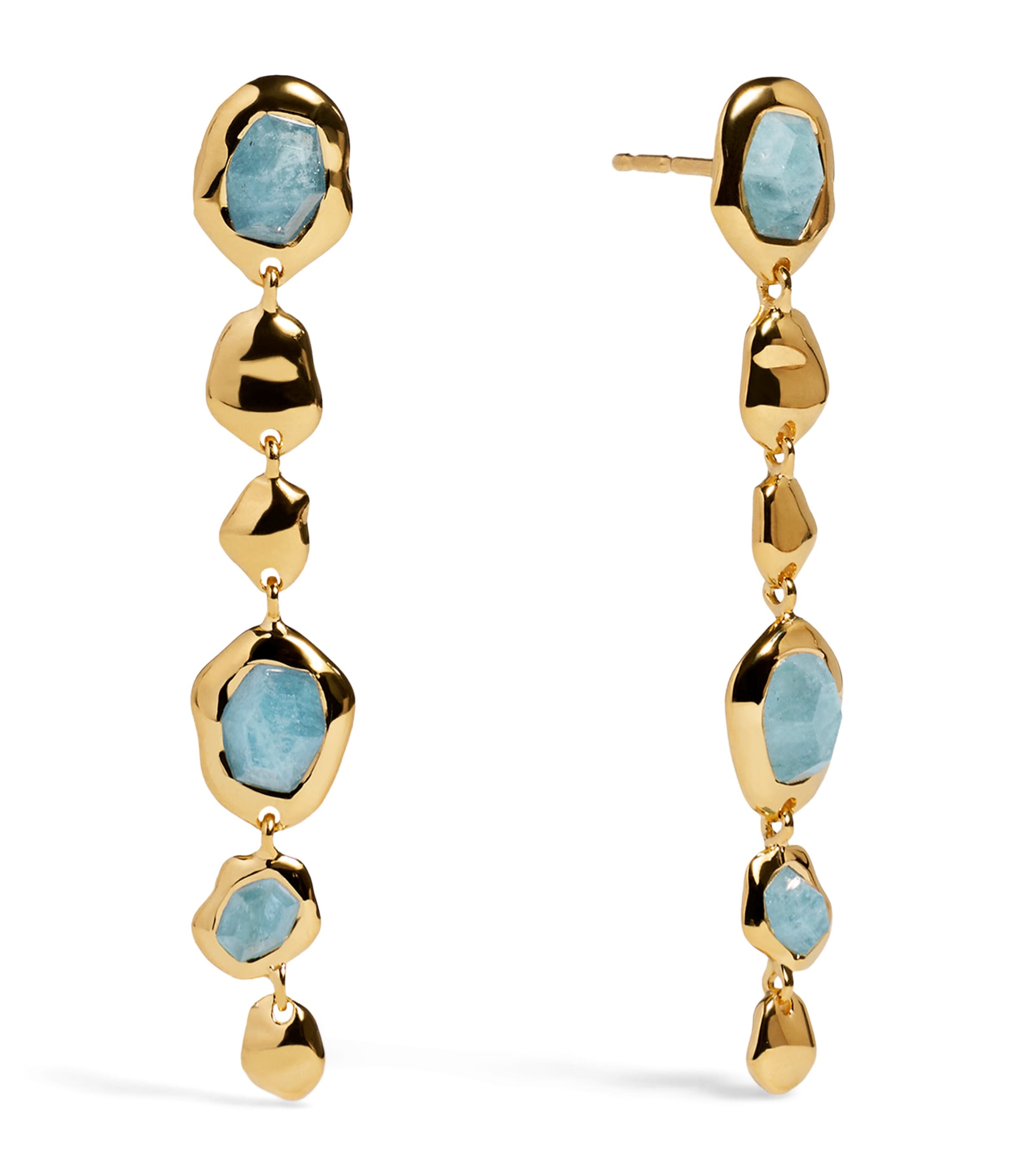 Monica Vinader Gold Vermeil and Aquamarine Odyssey Drop Earrings Blue