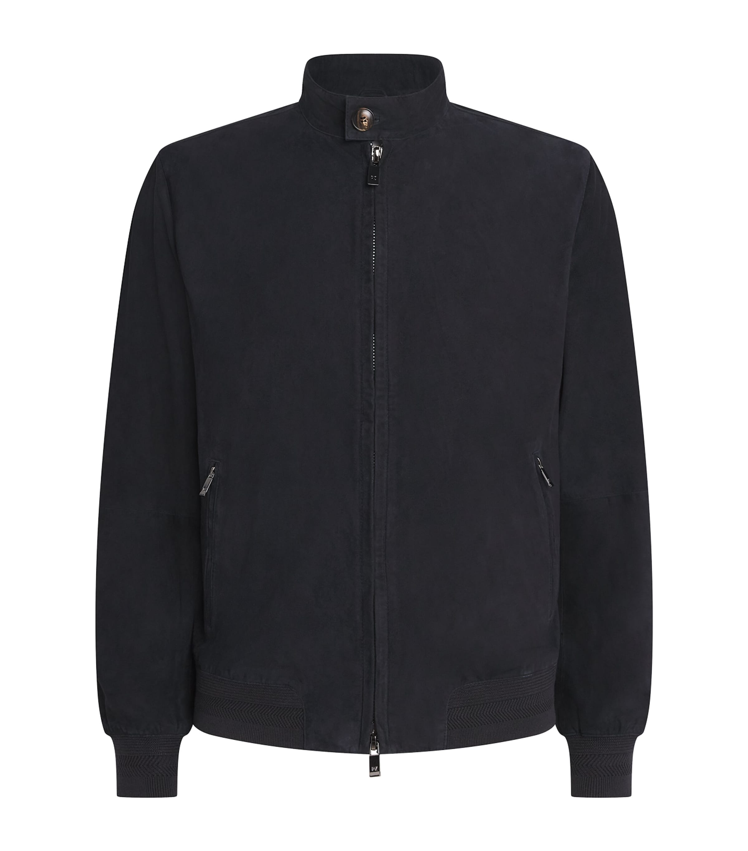 Pal Zileri Mens Suede Bomber Jacket Blue