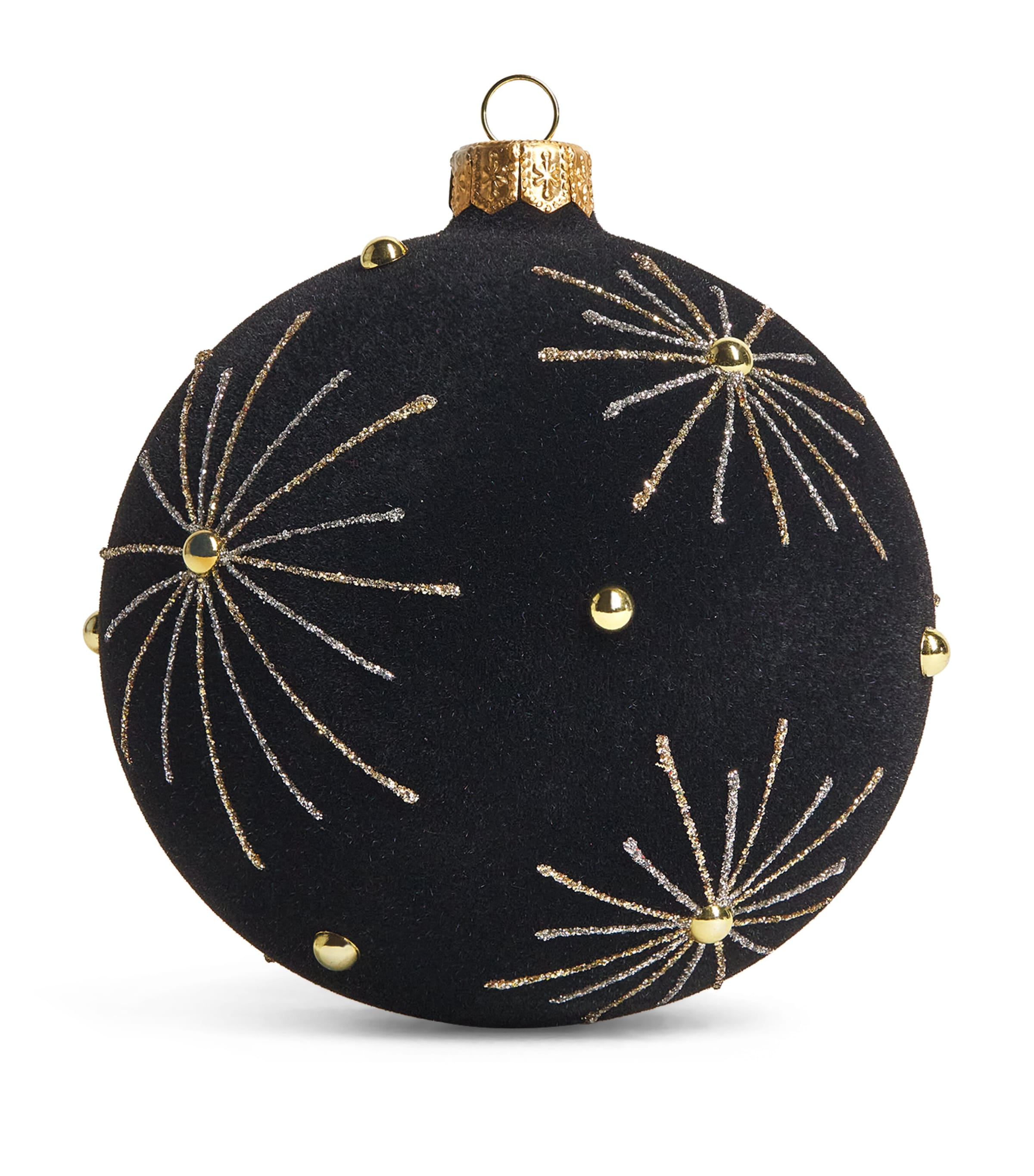 Harrods Velvet Star Bauble Black Velvet