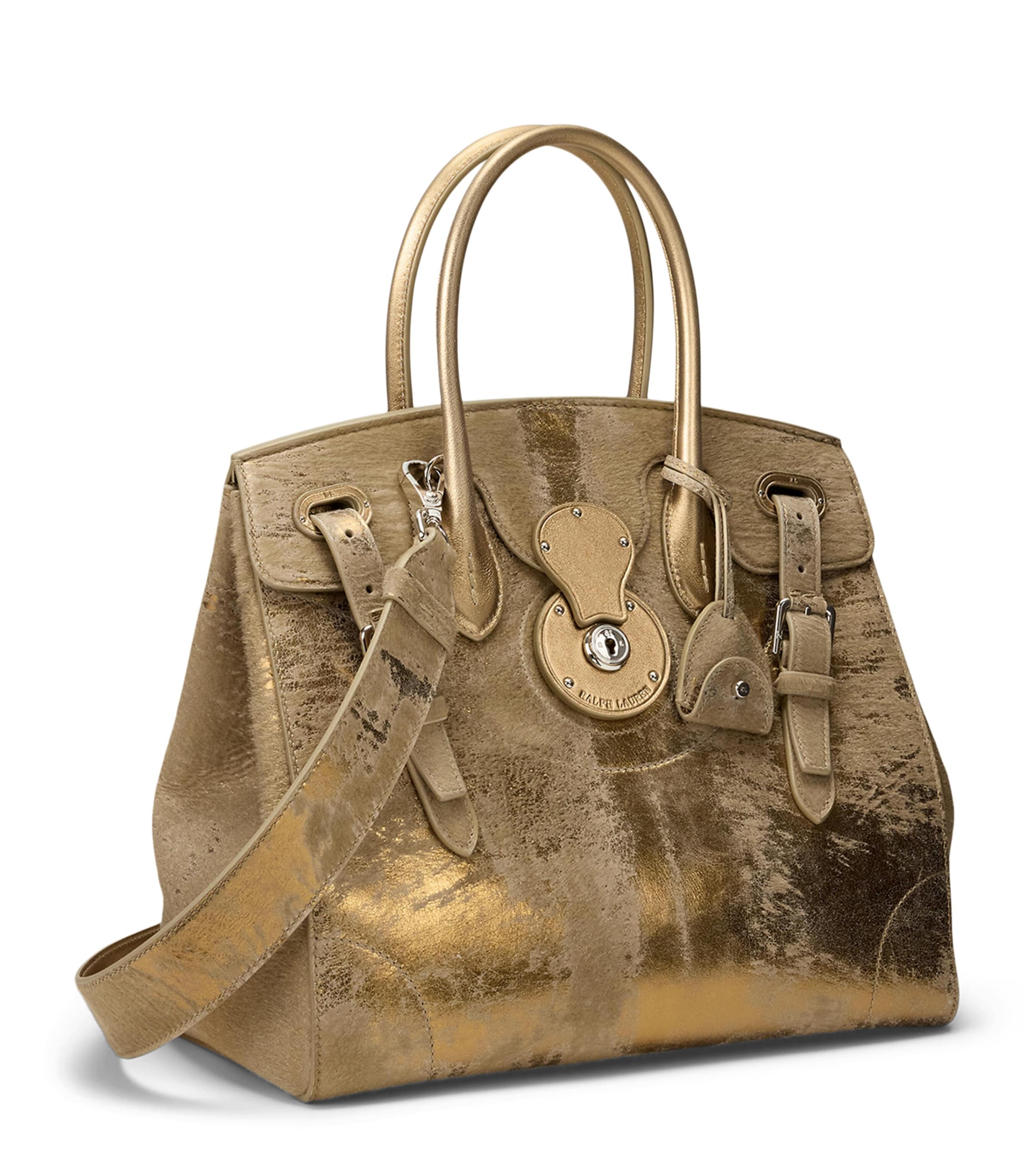 Ralph Lauren Collection Foiled Leather Extra-Soft Ricky 33 Top-Handle Bag Bronze