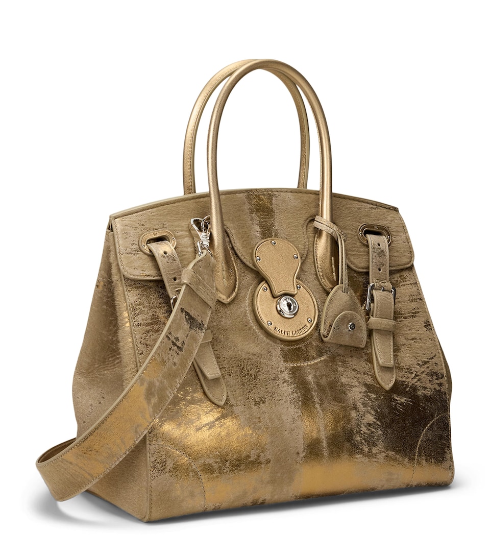 Ralph Lauren Collection Foiled Leather Extra-Soft Ricky 33 Top-Handle Bag Bronze