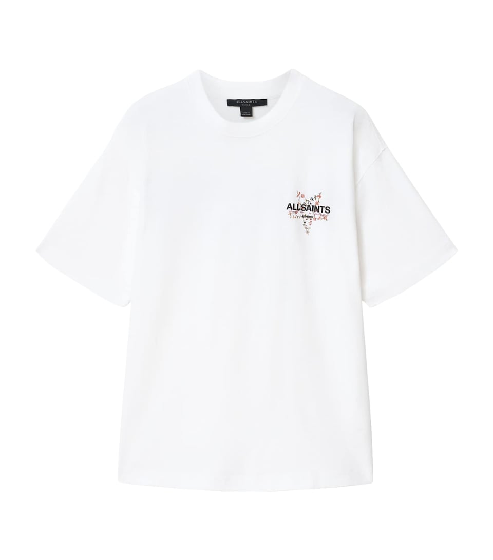 AllSaints Womens Cotton Pentacle Etta T-Shirt Optic White