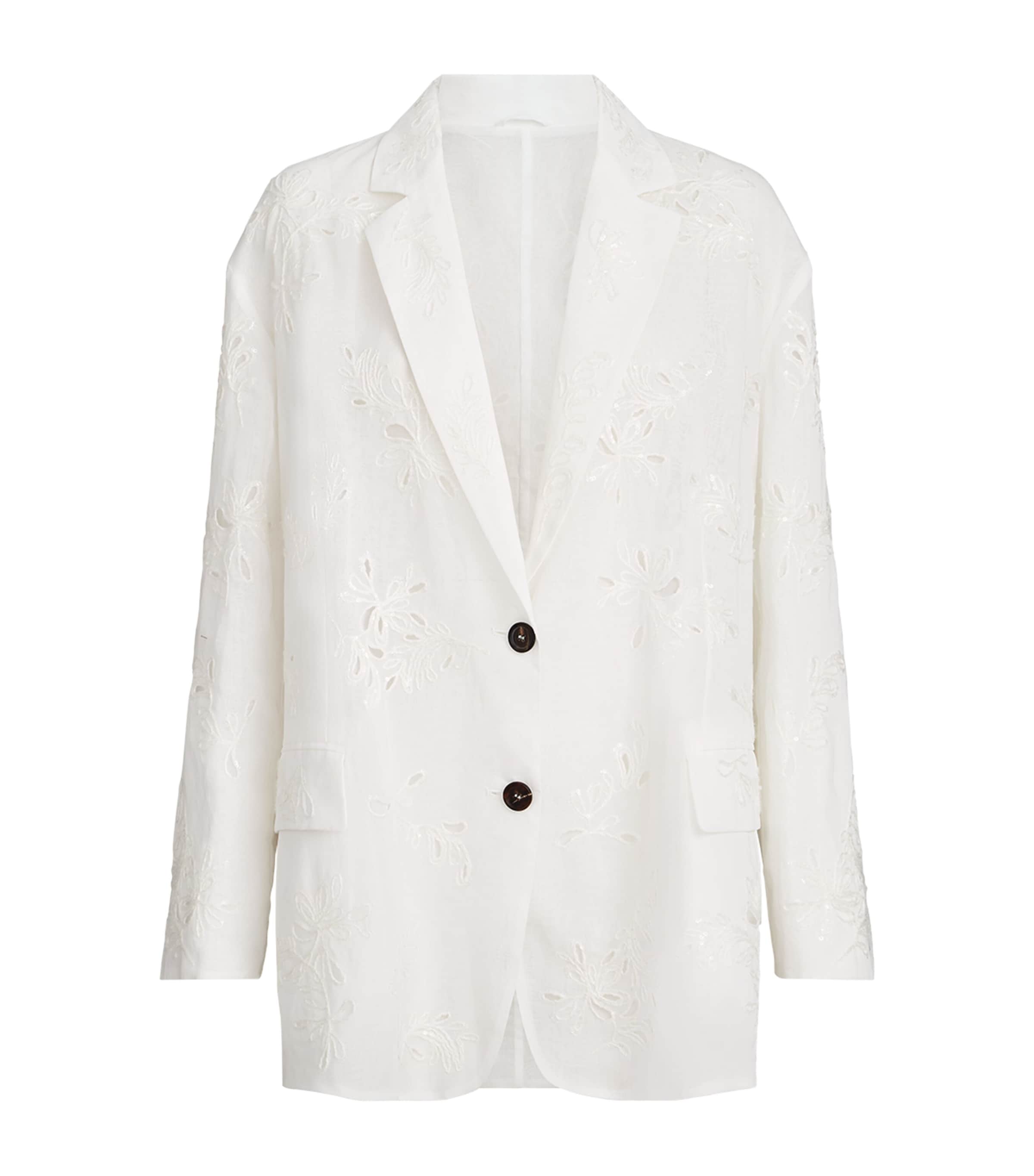 Brunello Cucinelli Womens Cotton Monili Organza Blazer