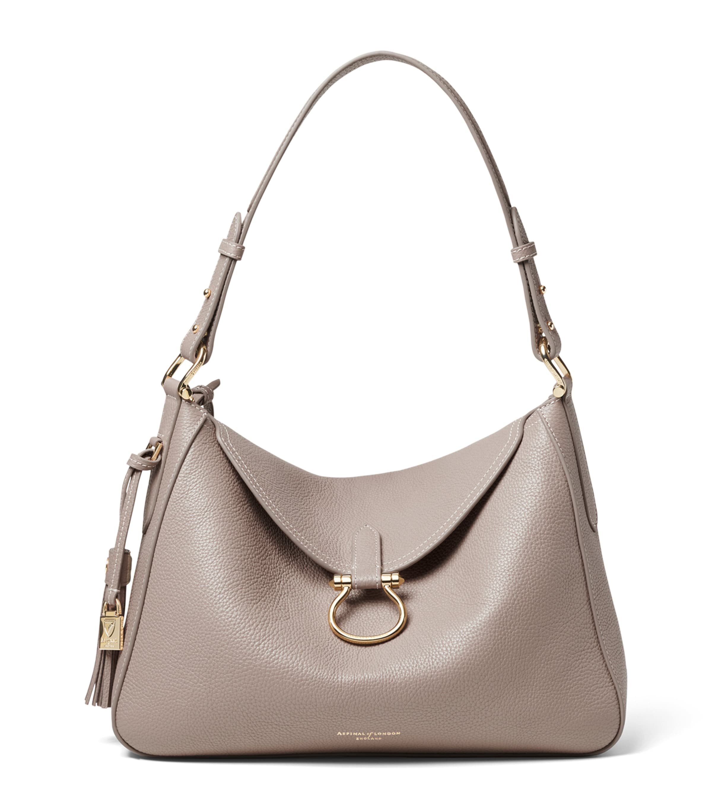 Aspinal Of London Grained Leather Ella Shoulder Bag Moleskin