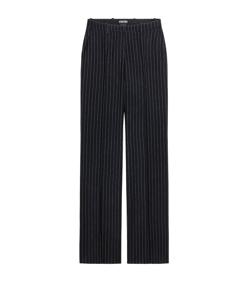 TOM FORD Womens Virgin Wool Embellished-Stripe Trousers Naa
