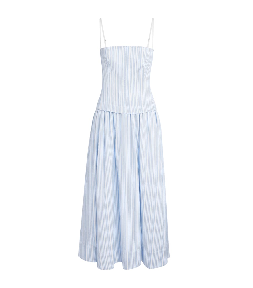 Simkhai Womens Quinlin Bustier Midi Dress Blue Stripe