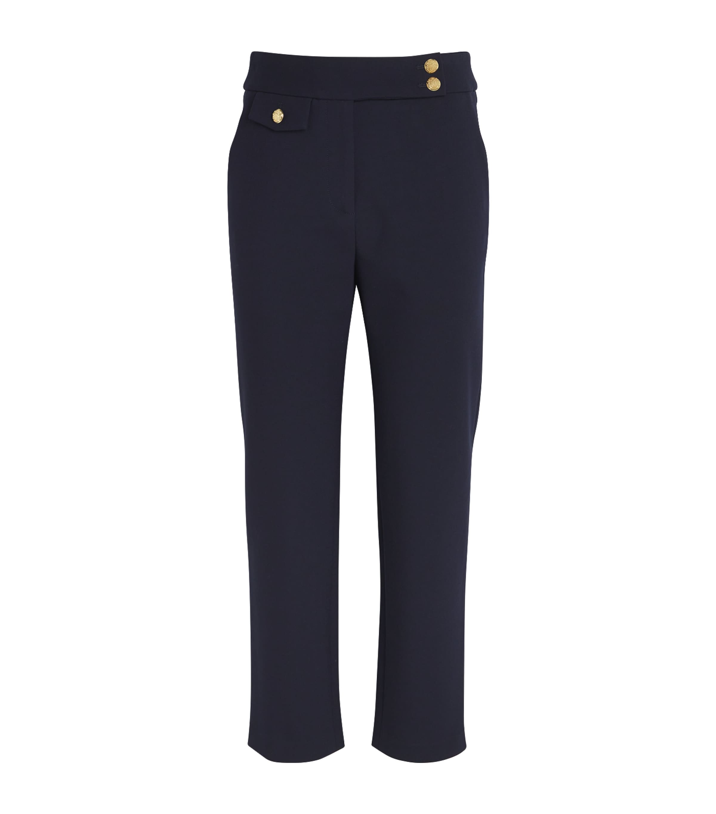 Veronica Beard Womens Woven Cropped Renzo Trousers Navy/gold