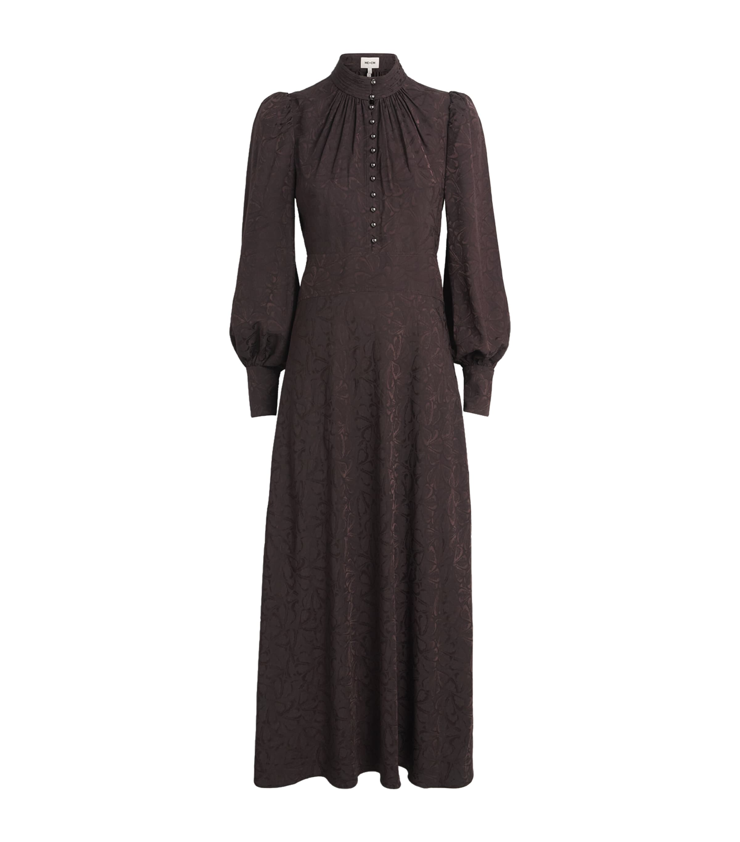 ME+EM Womens Satin Jacquard Maxi Dress Cocoa Brown