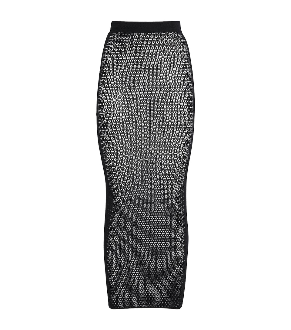 Wolford Womens Daisy Net Midi Skirt Black
