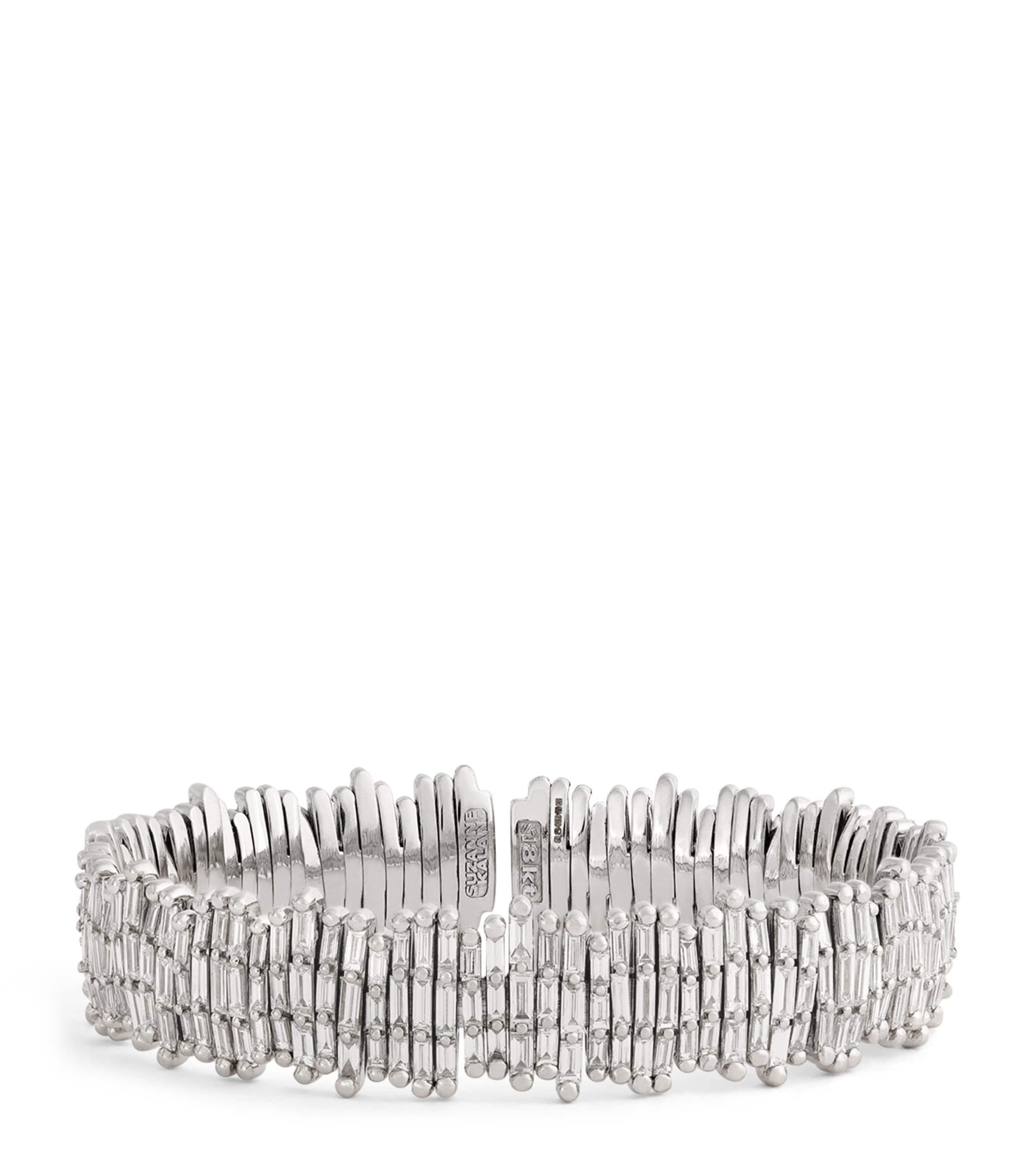 Suzanne Kalan White Gold and Diamond Classic Three-Row Cuff Wg/wd