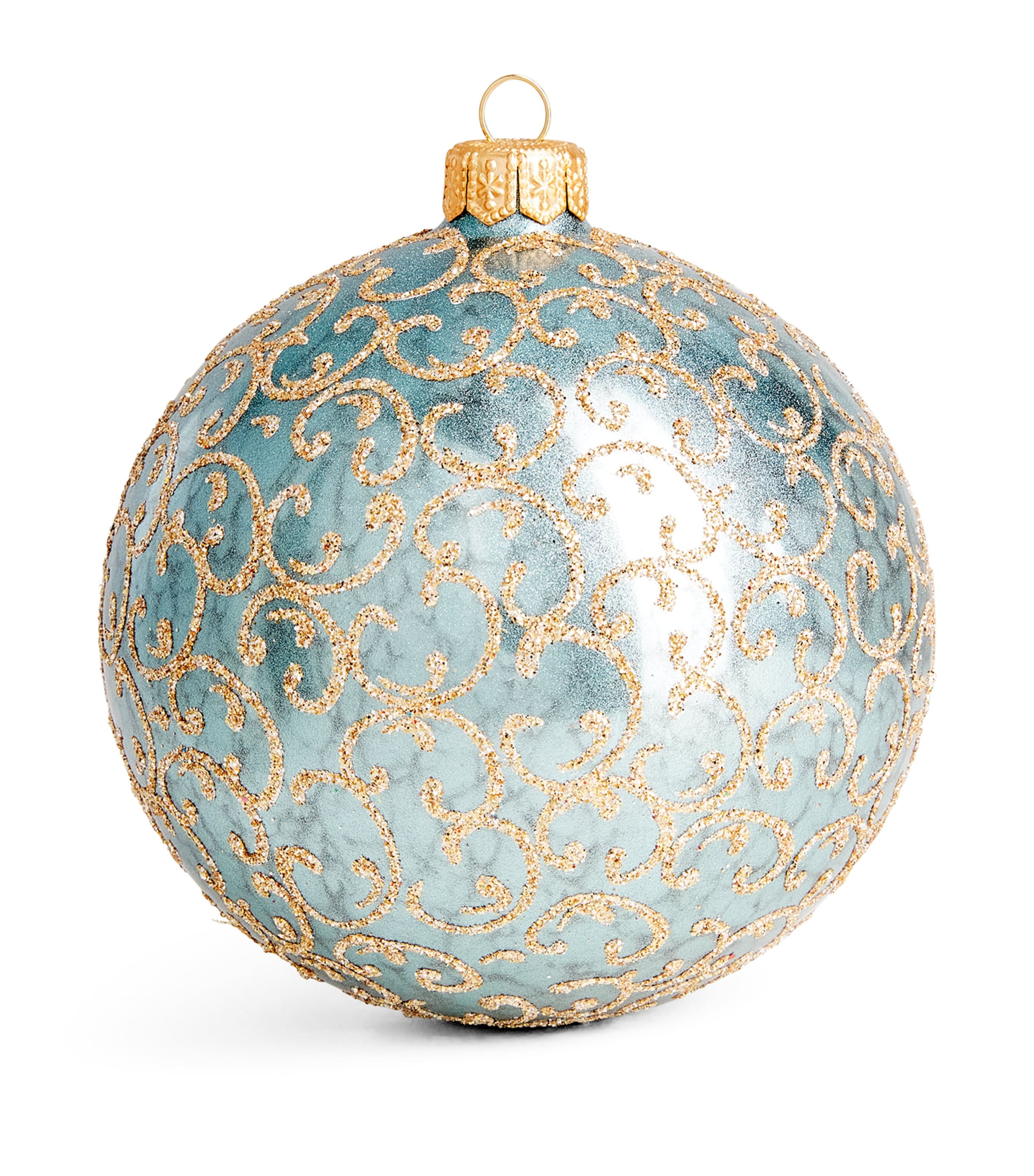 Harrods Glitter Swirl Bauble Mtd Bl Mtllic Effct