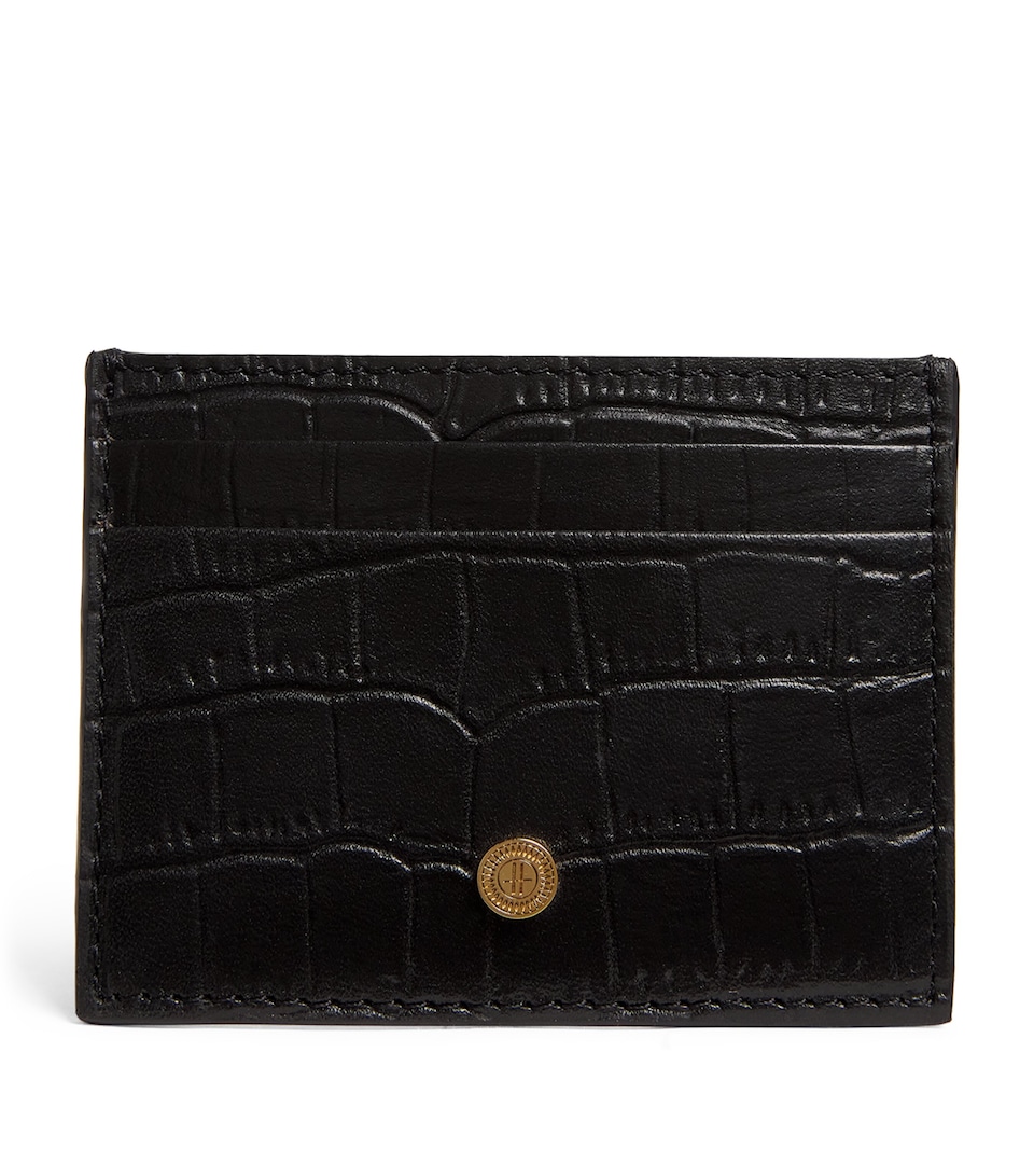 Harrods Croc-Embossed Leather Card Holder Black