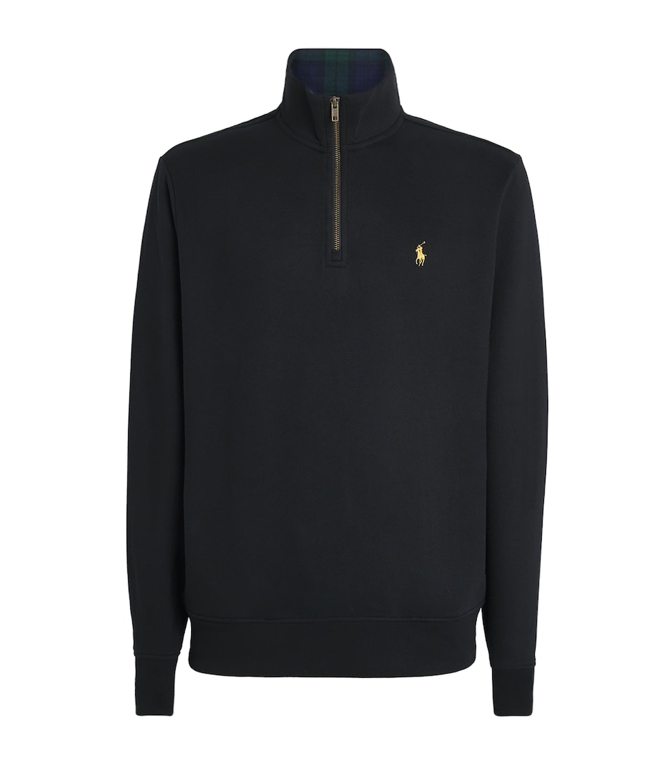 Polo Ralph Lauren Mens Polo Pony Quarter-Zip Sweatshirt Polo Black
