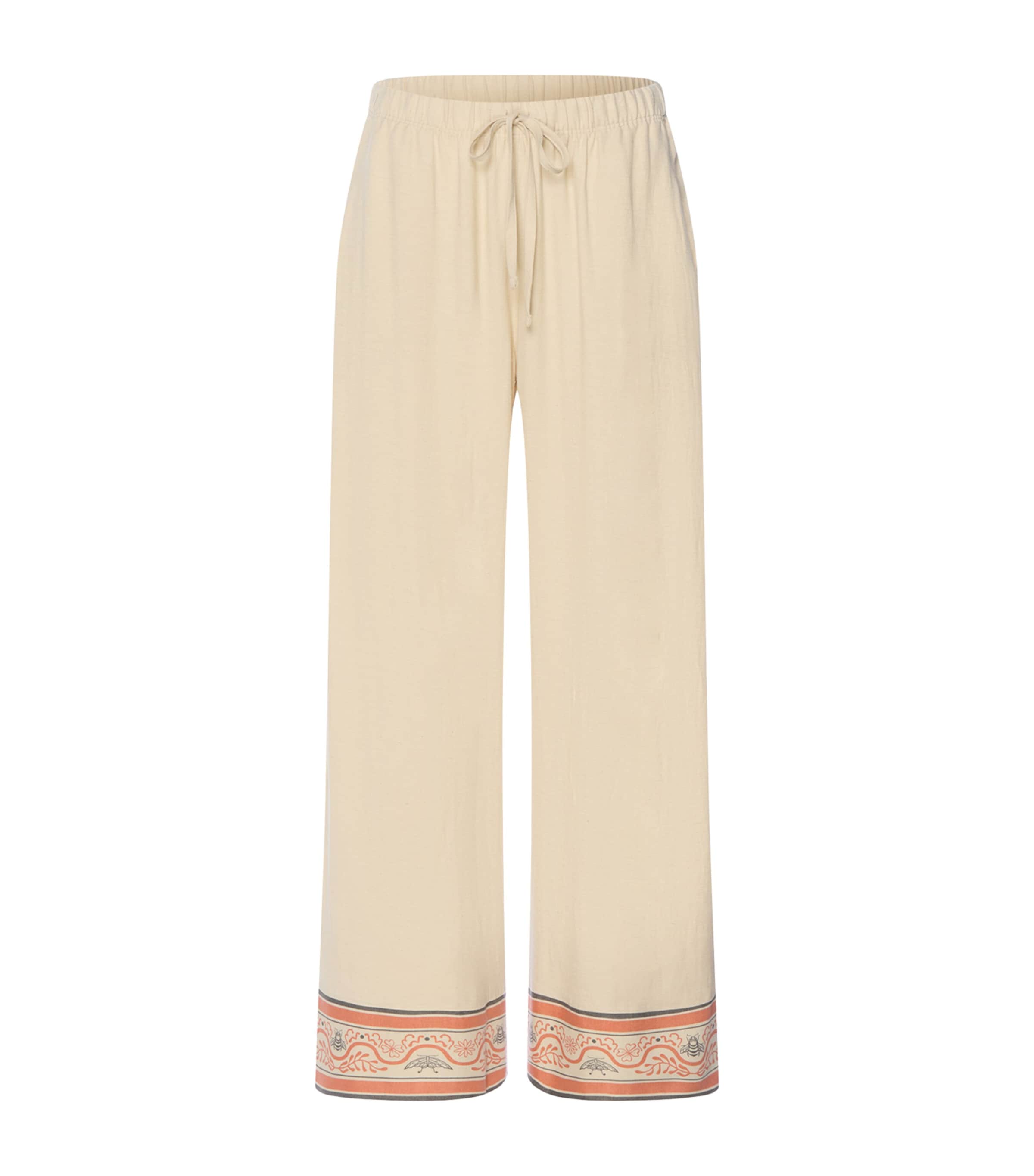 Printed-Hem Casuals Cropped Trousers