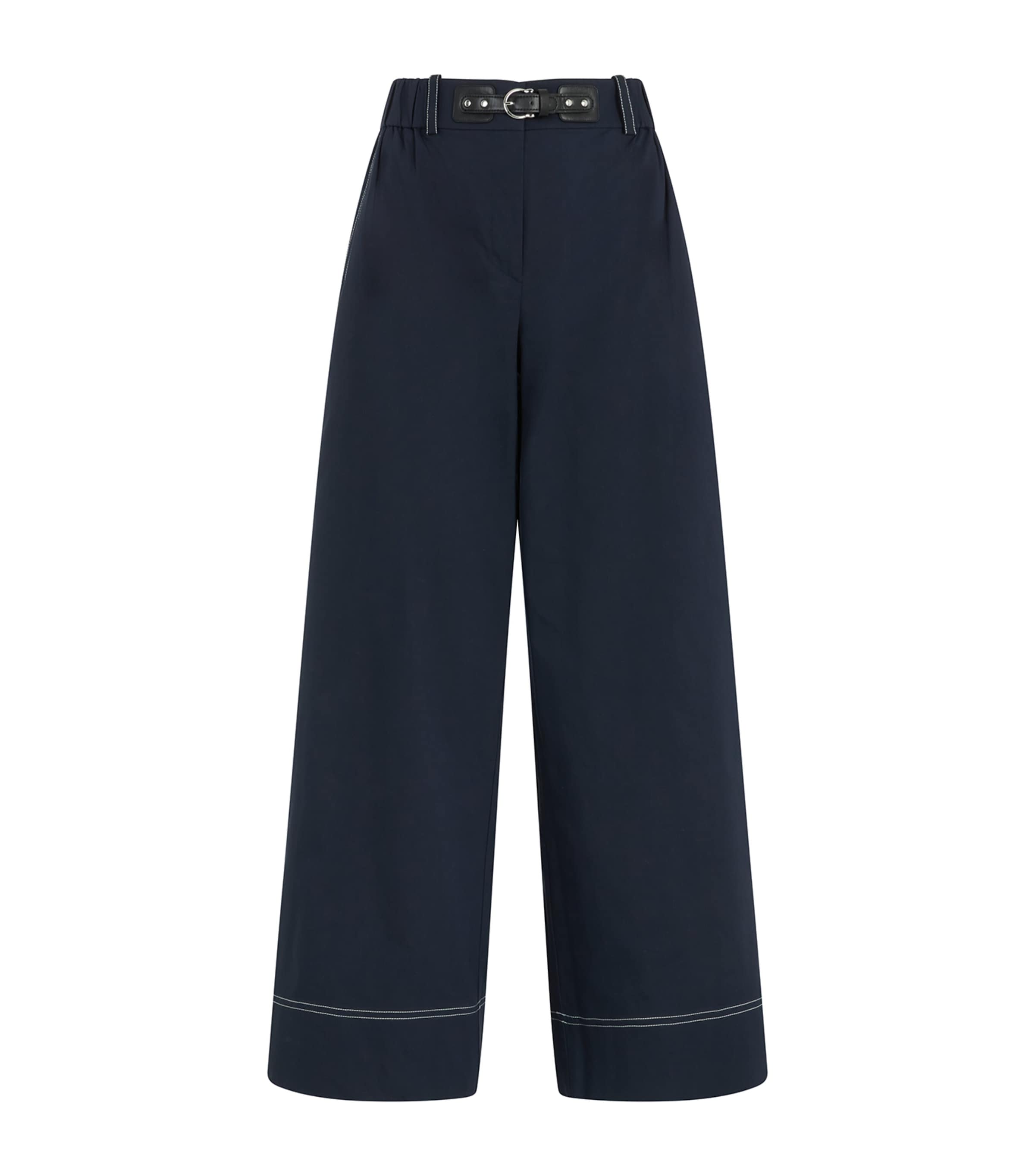 Belt-Detail Wide-Leg Trousers