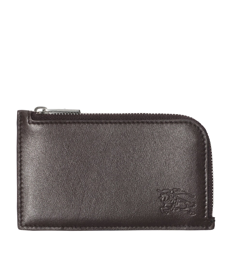Leather Pop Check Zipped Card Holder