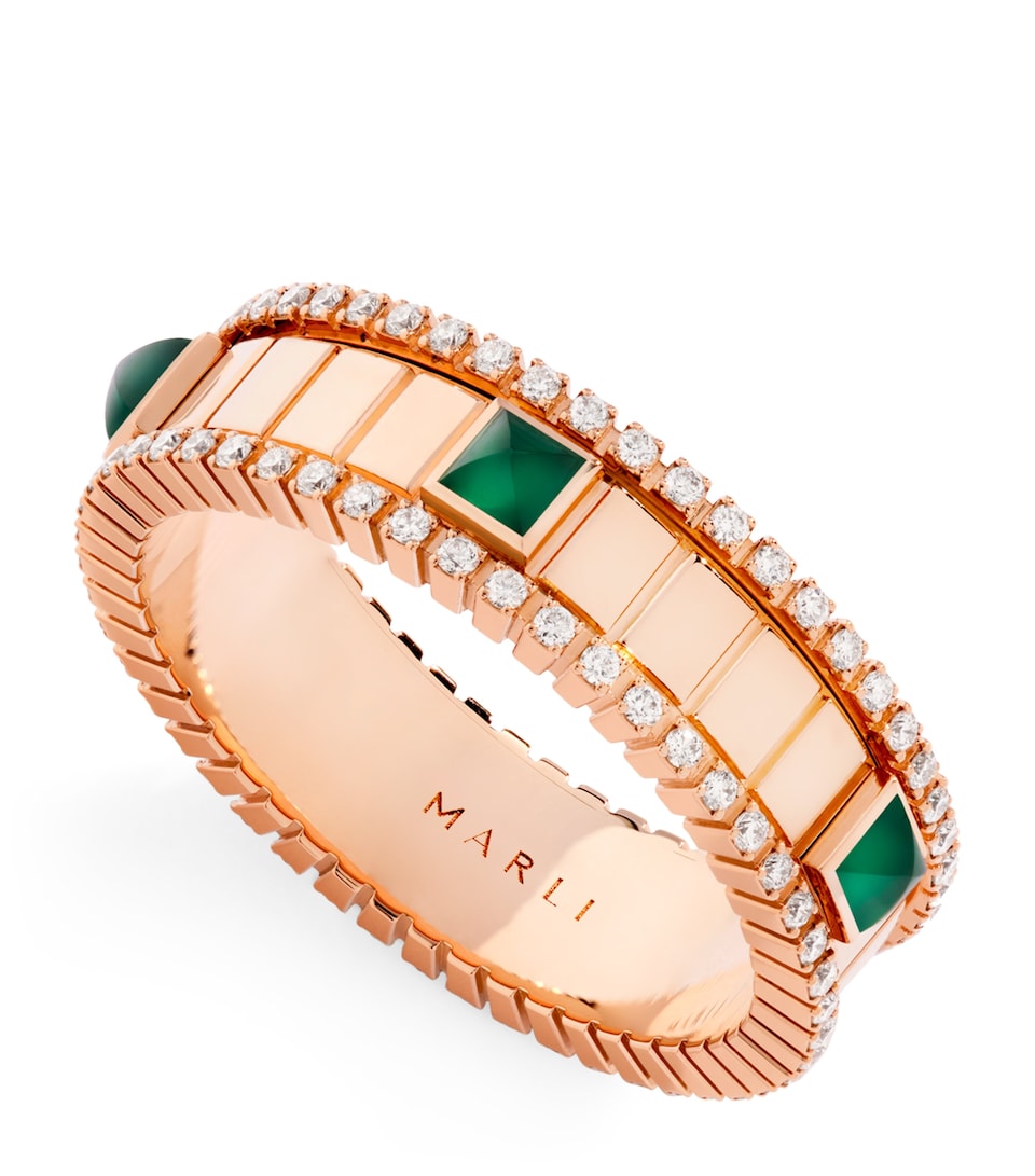 MARLI New York Rose Gold, Diamond and Agate Life Spinning Ring Rose Gold