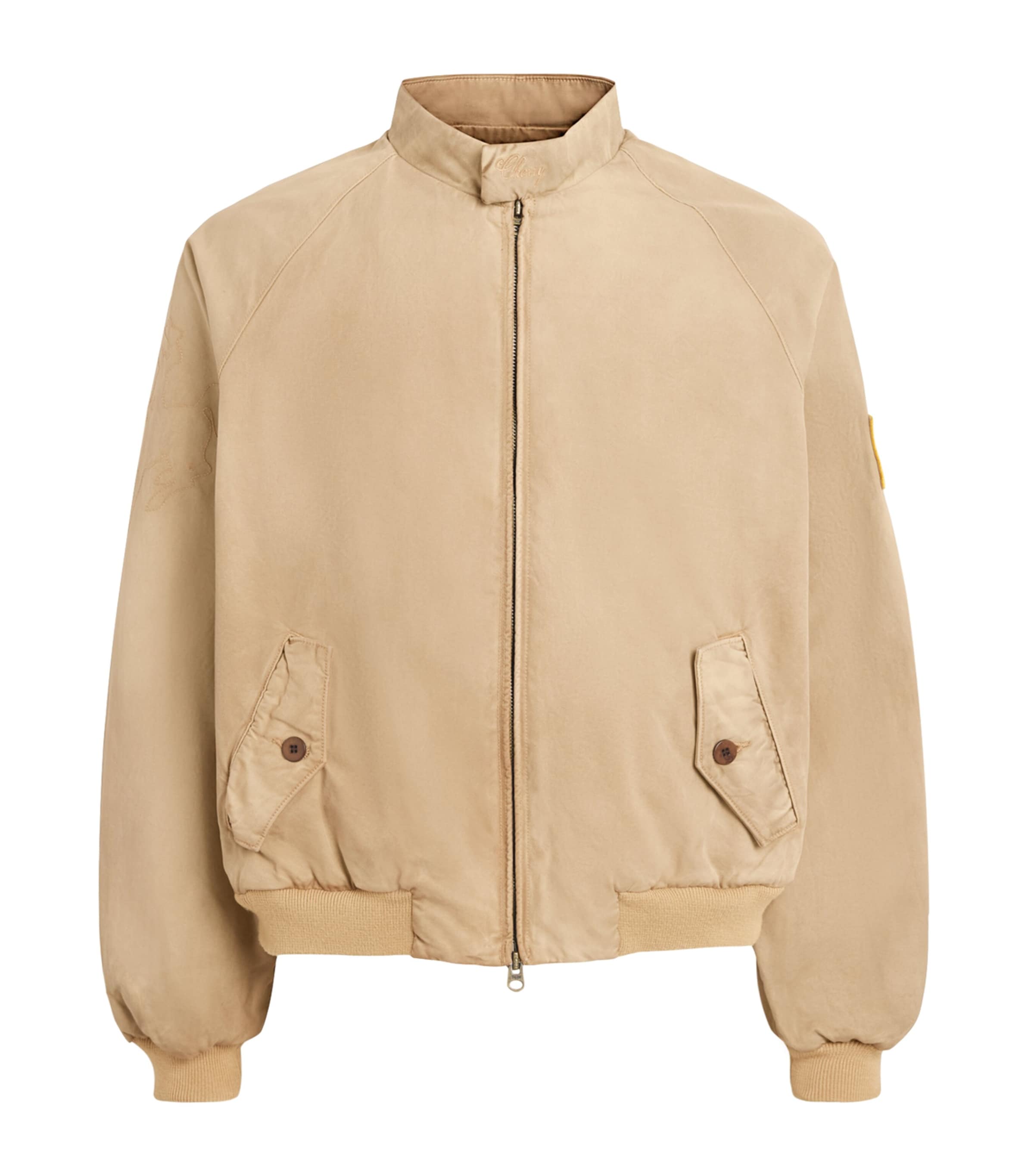 Cherry Los Angeles Mens Sun-Faded Championship Bomber Jacket Desert Tan