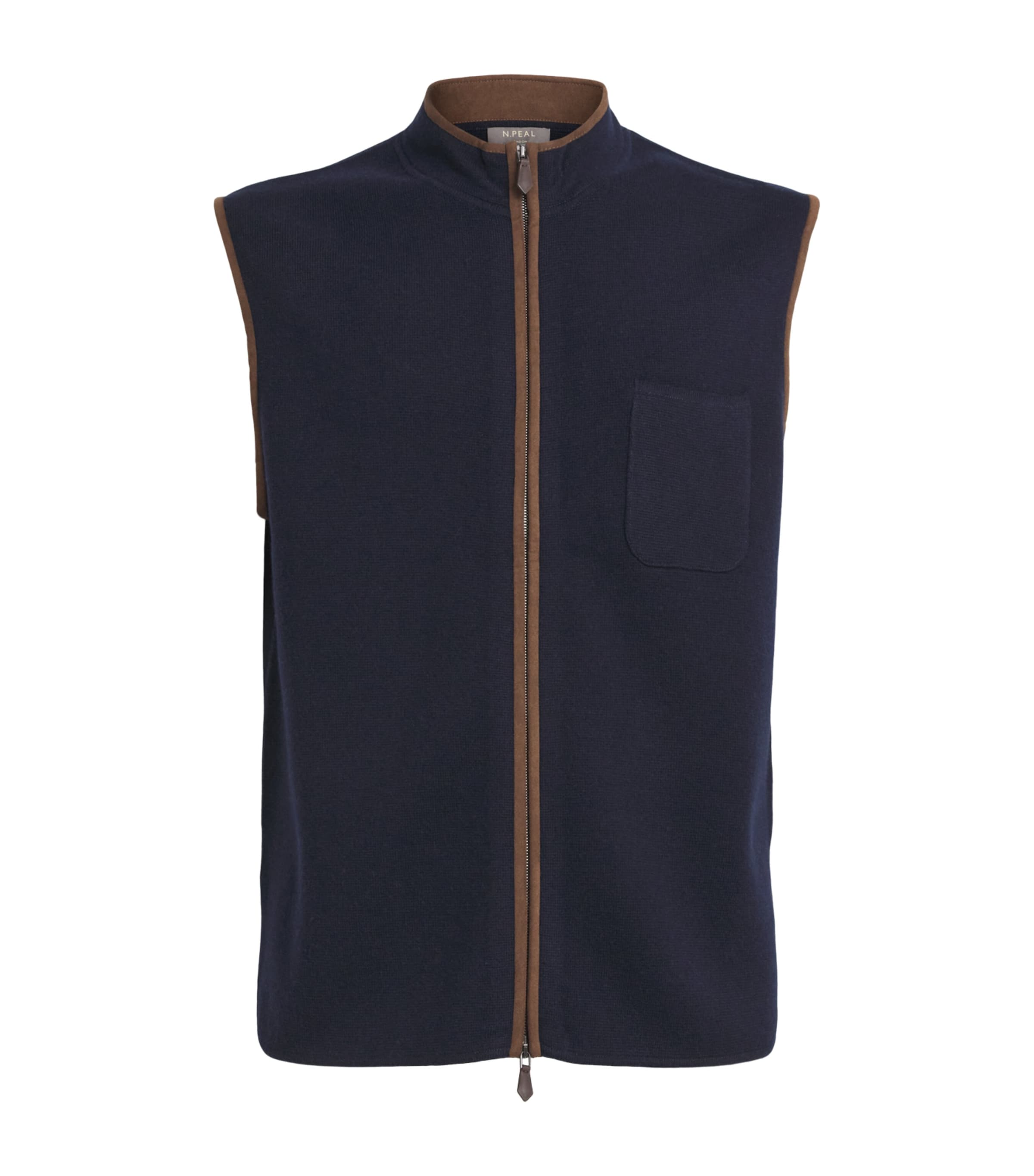 Organic Cashmere Alcantra-Trim Shaftesbury Gilet