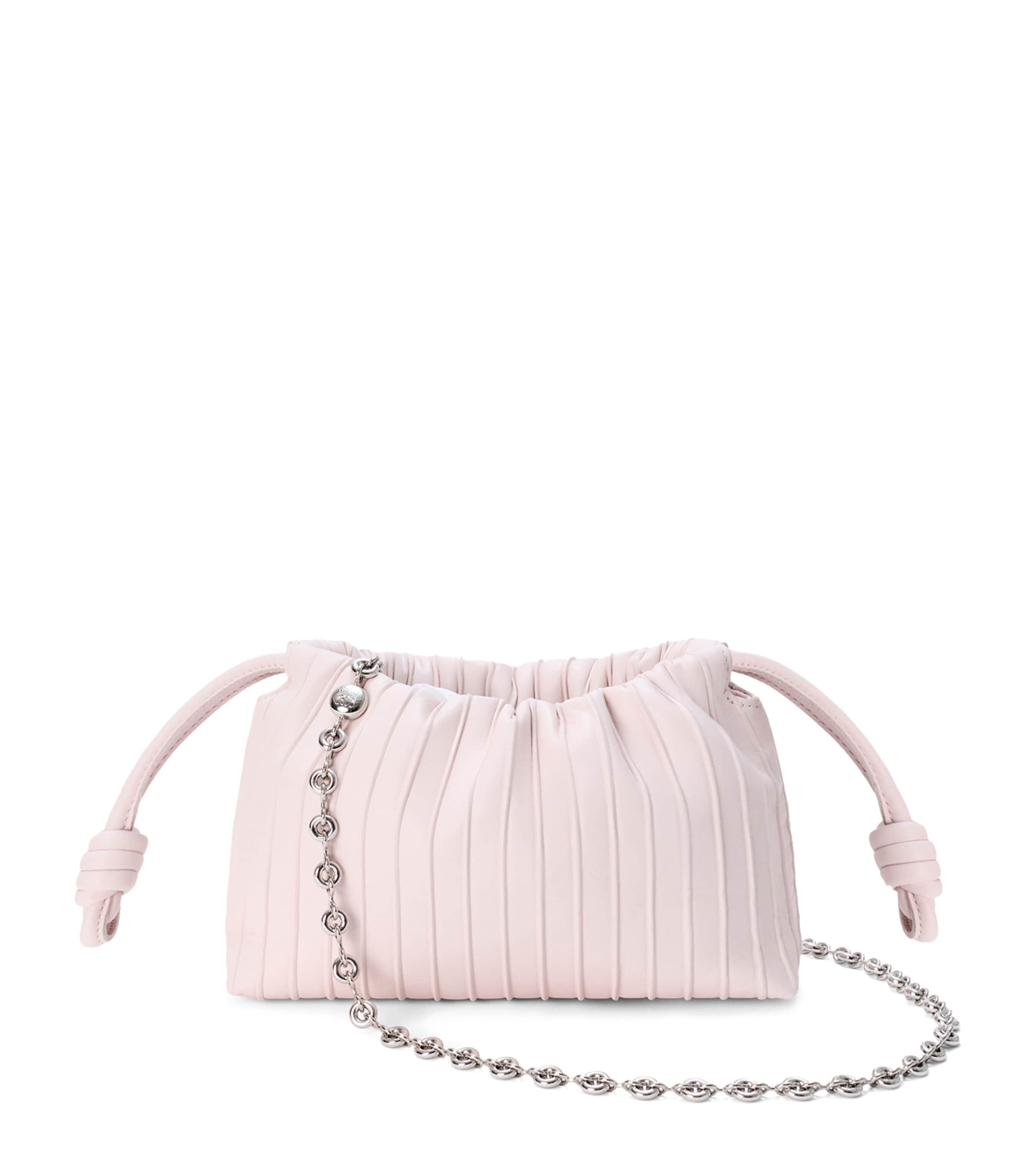 LOEWE Mini Pleated Leather Shoulder Bag Crystal Pink