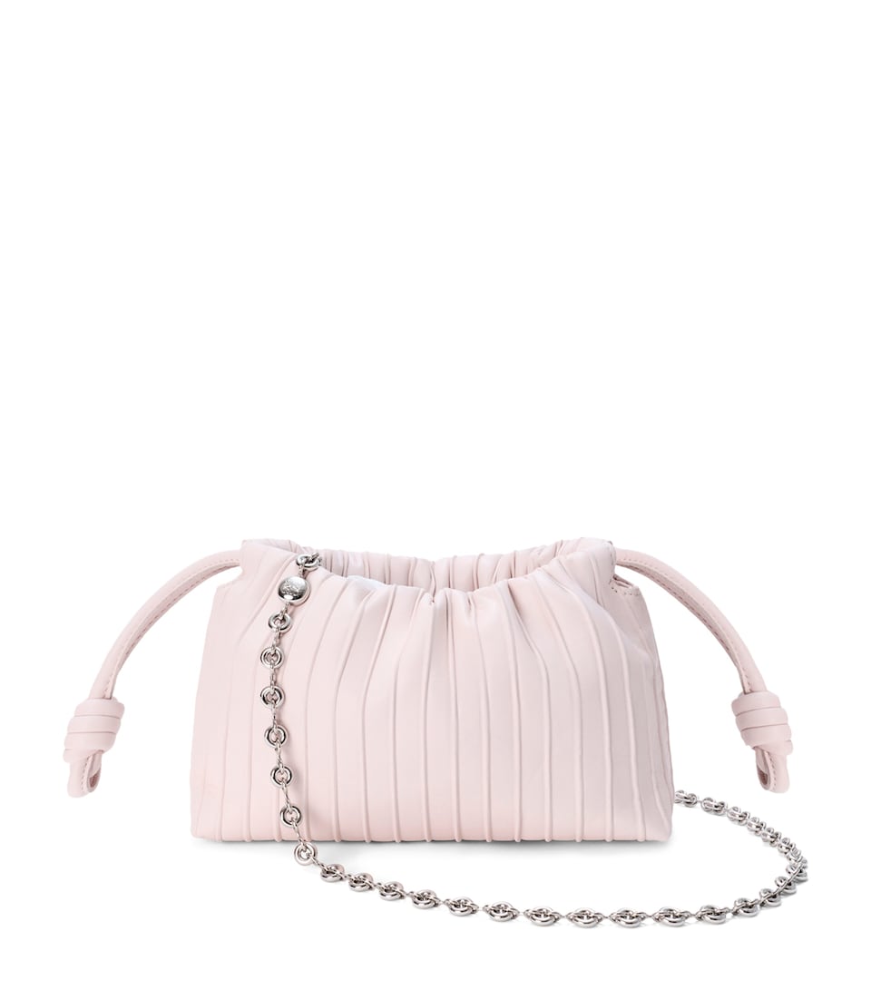 LOEWE Mini Pleated Leather Shoulder Bag Crystal Pink