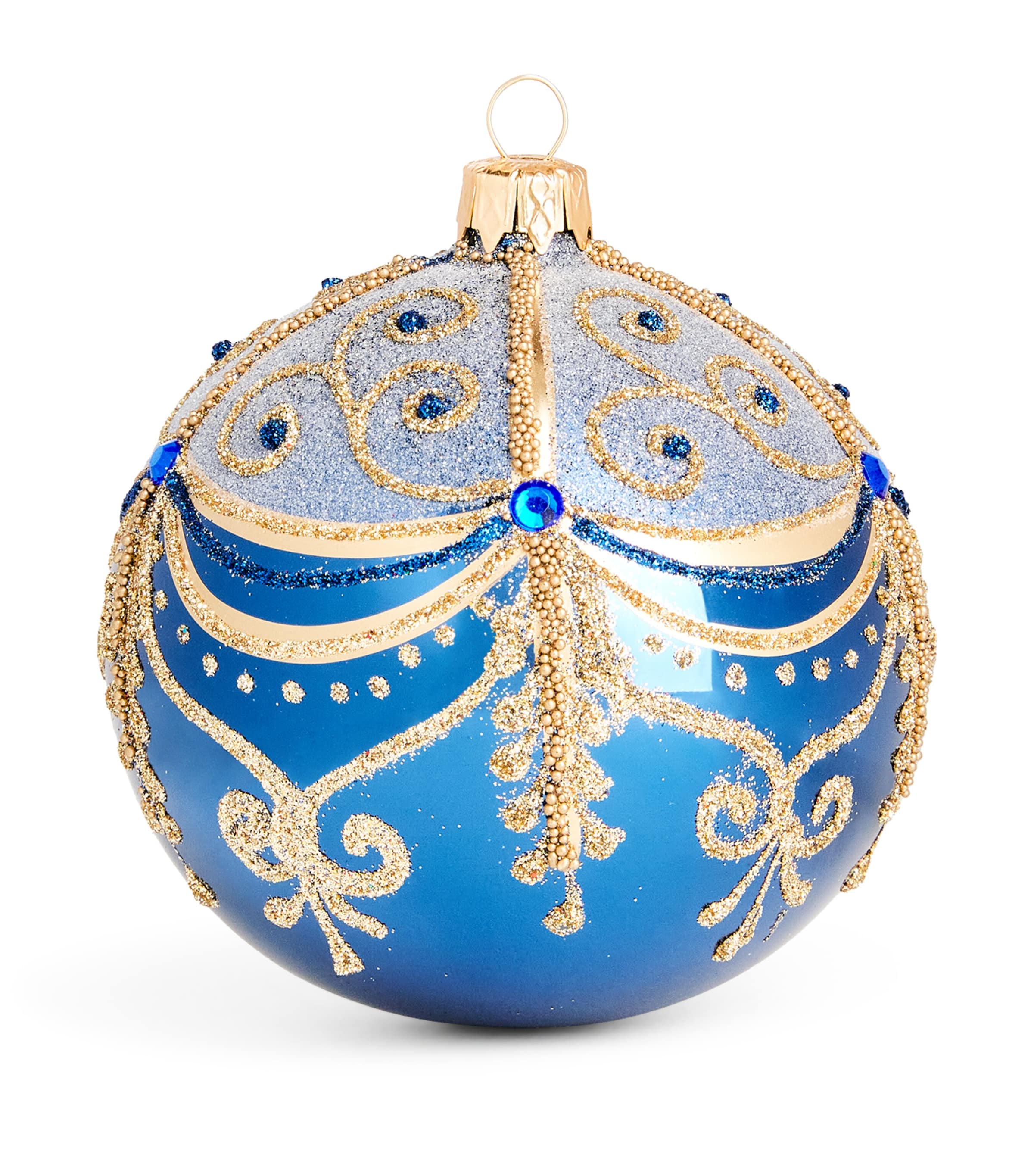 Harrods Glitter Patterned Bauble Navy Blue