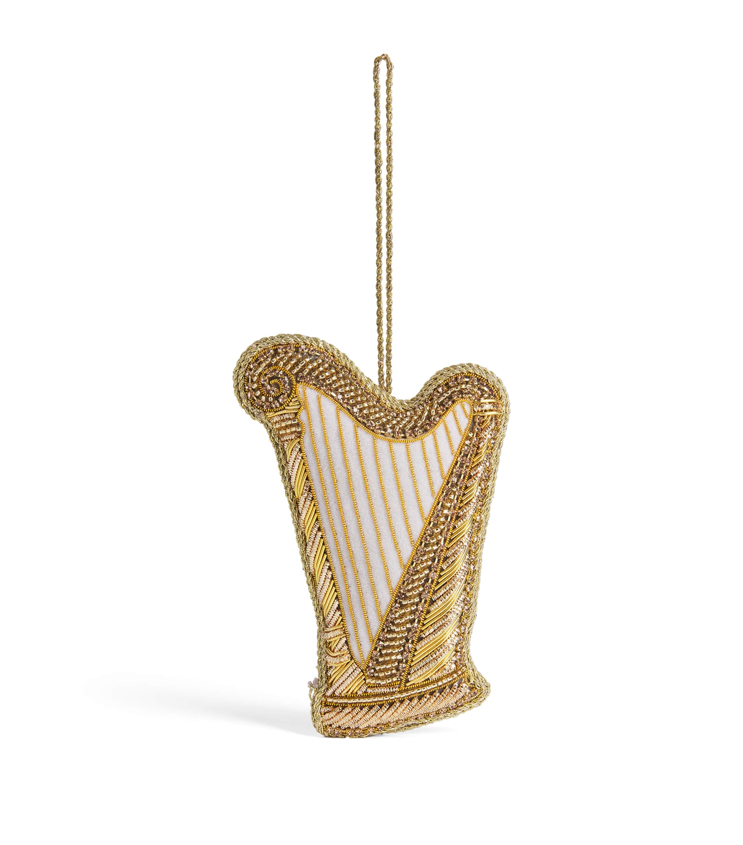 Tinker Tailor Beaded Harp Tree Decoration Gold