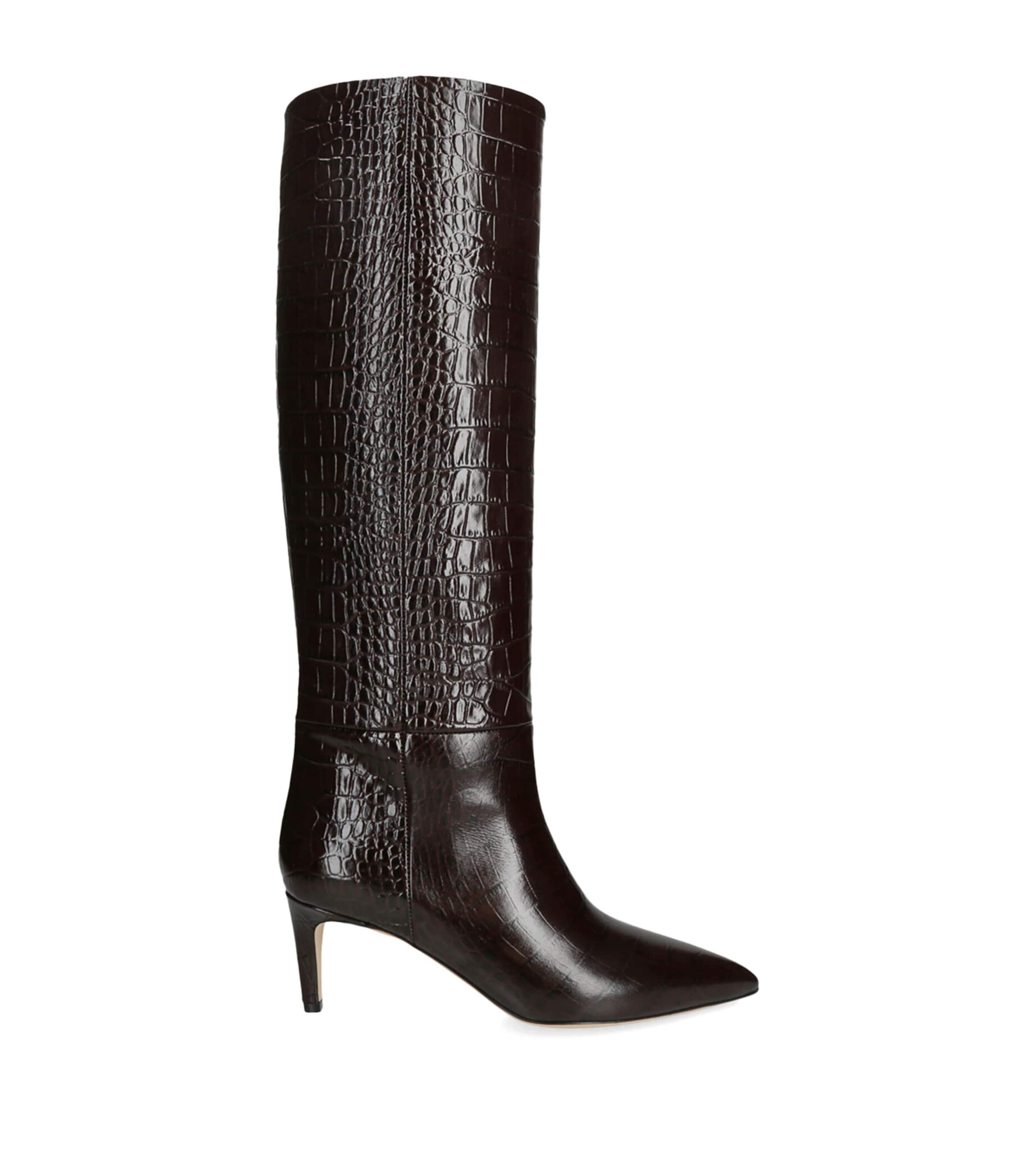Croc-Embossed Leather Stiletto Boots 60