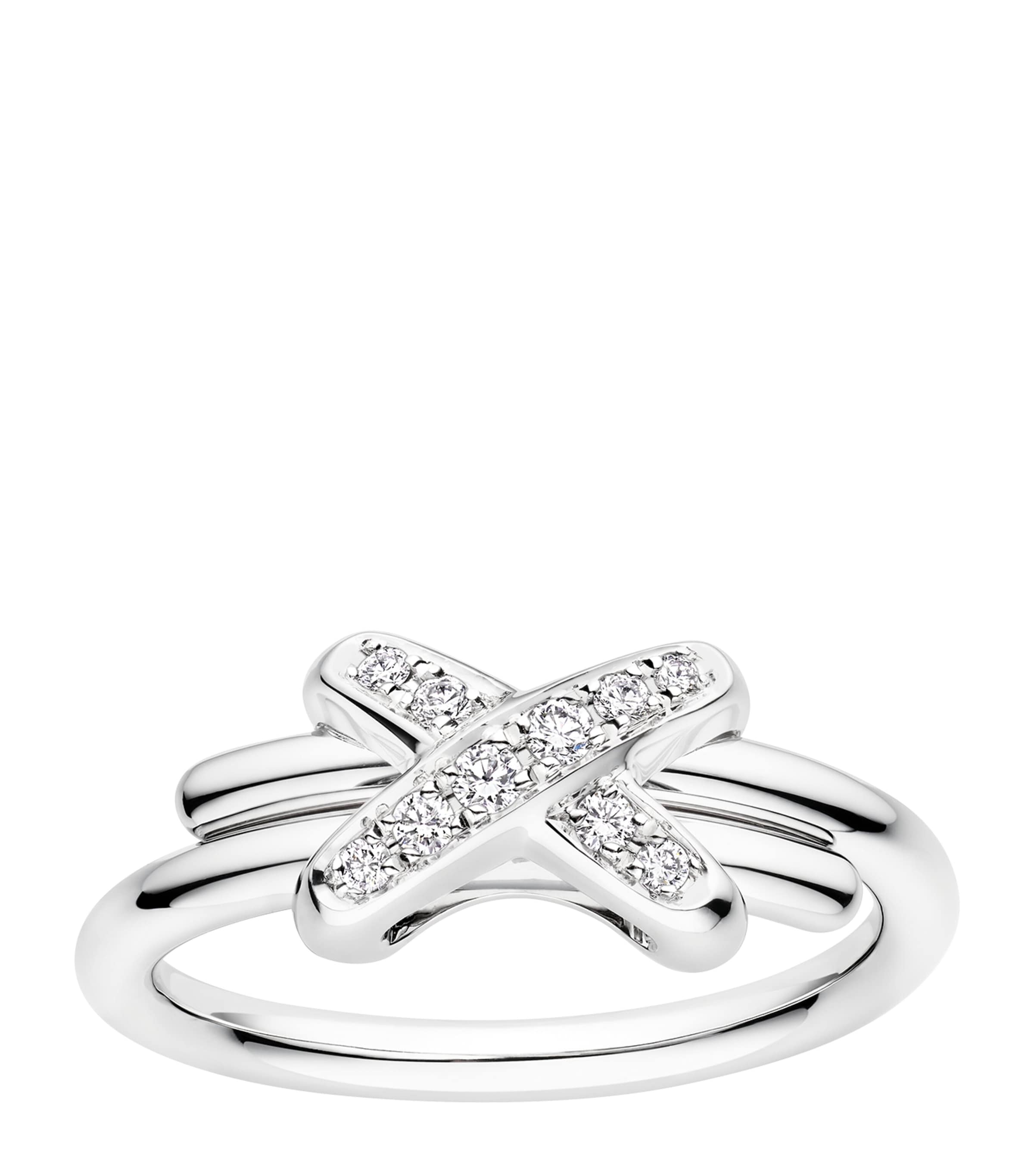 White Gold and Diamond Jeux de Liens Ring