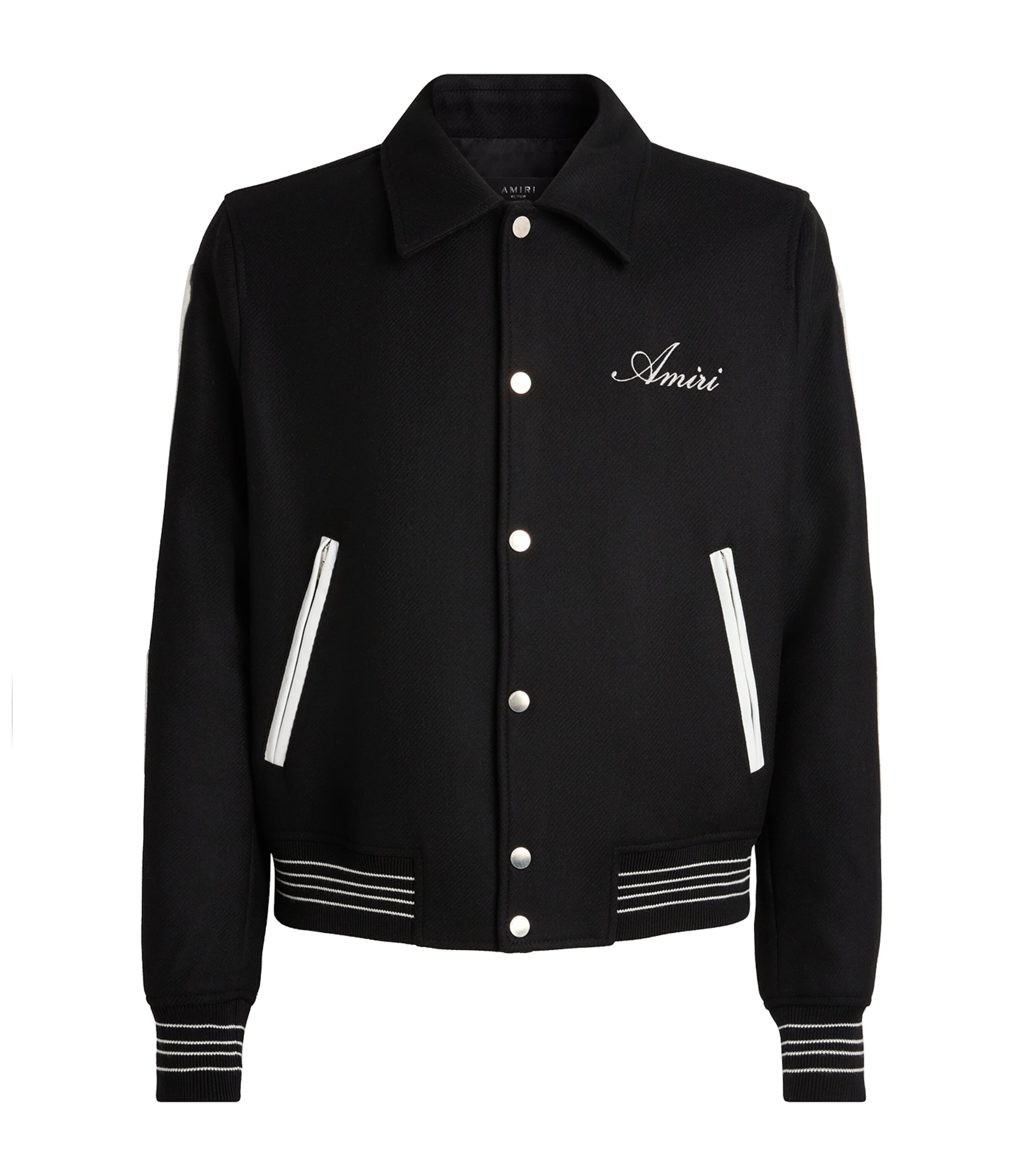 AMIRI Mens Wool Bones Varsity Jacket Black/white