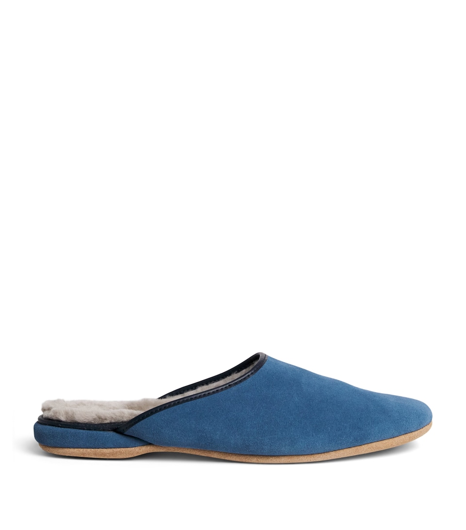 Derek Rose Suede Douglas Slippers Blue