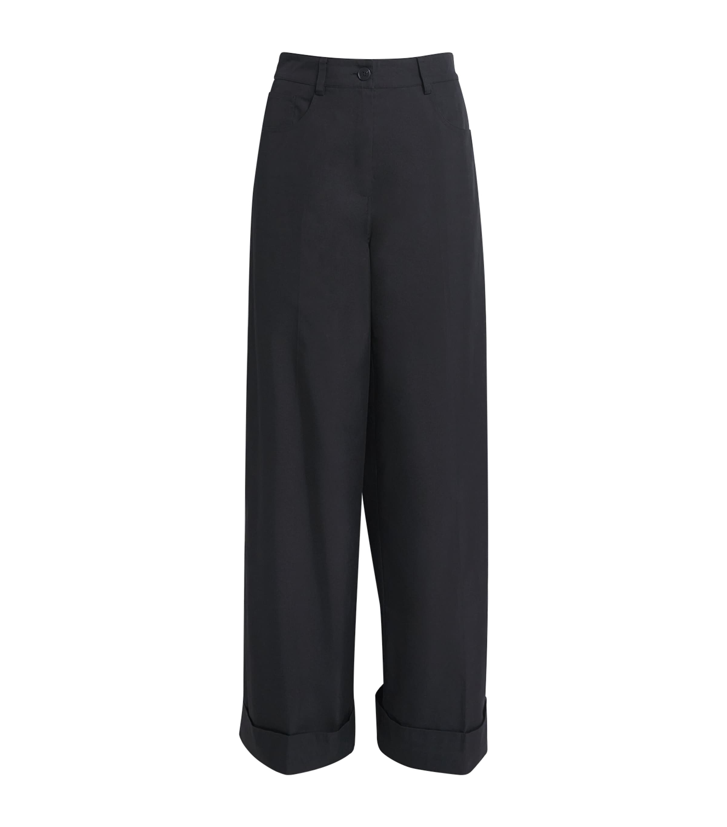 Claudie Pierlot Womens Cotton-Blend Wide-Leg Trousers Navy