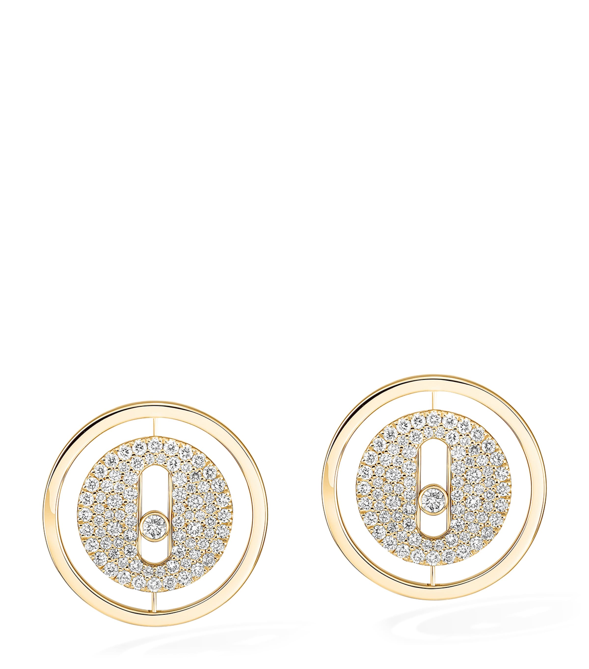 Messika Lucky Move Yellow Gold and Diamond Pavé Stud Earrings (0.48ct) Yellow Gold