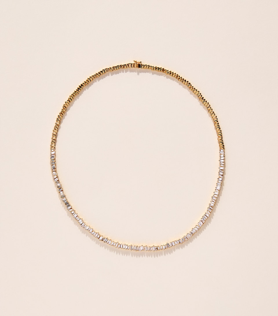 Suzanne Kalan Yellow Gold and Diamond Classic Fireworks Tennis Necklace Yg/wd