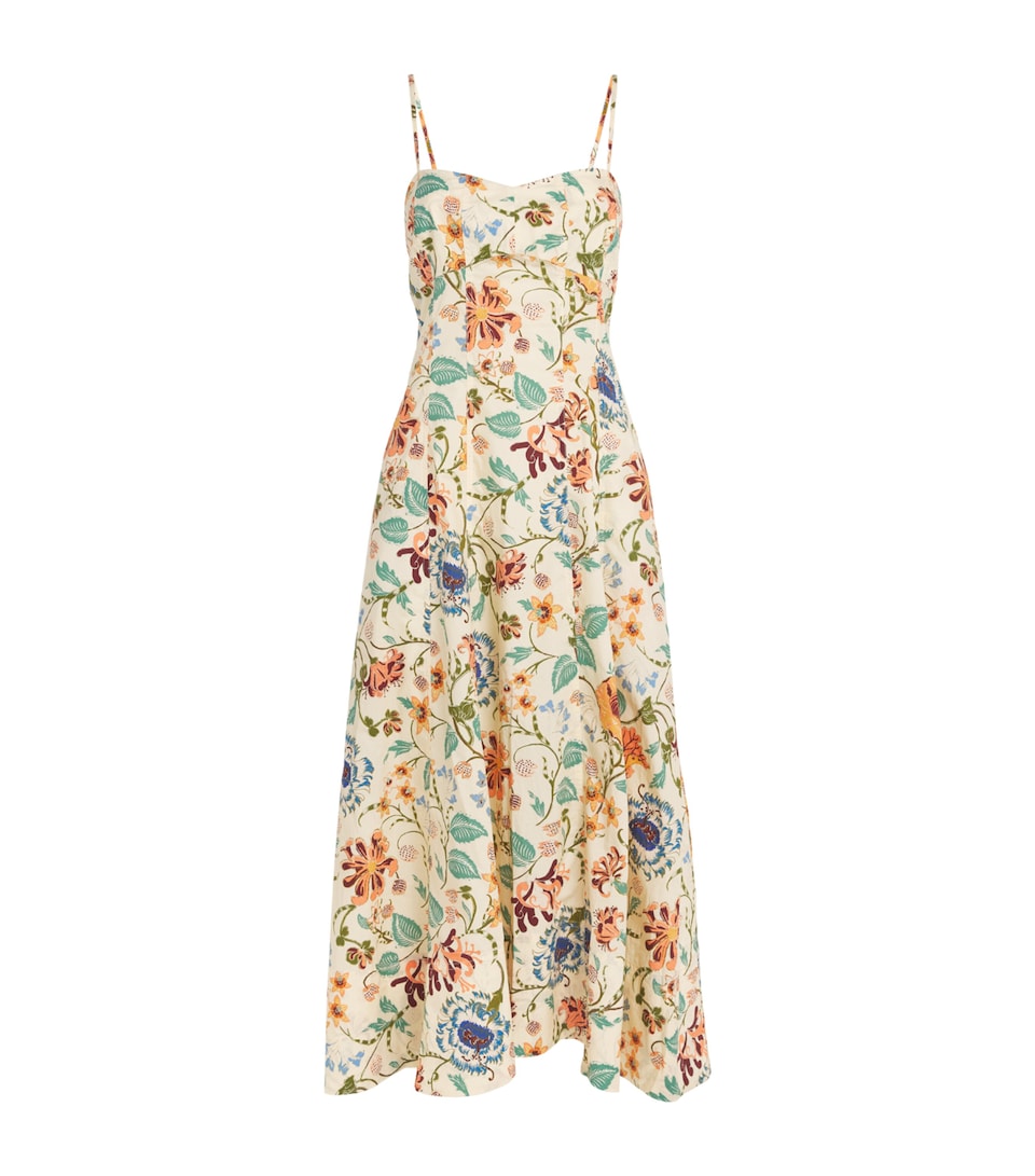 Ulla Johnson Womens Cotton Fiora Floral Midi Dress Abalone