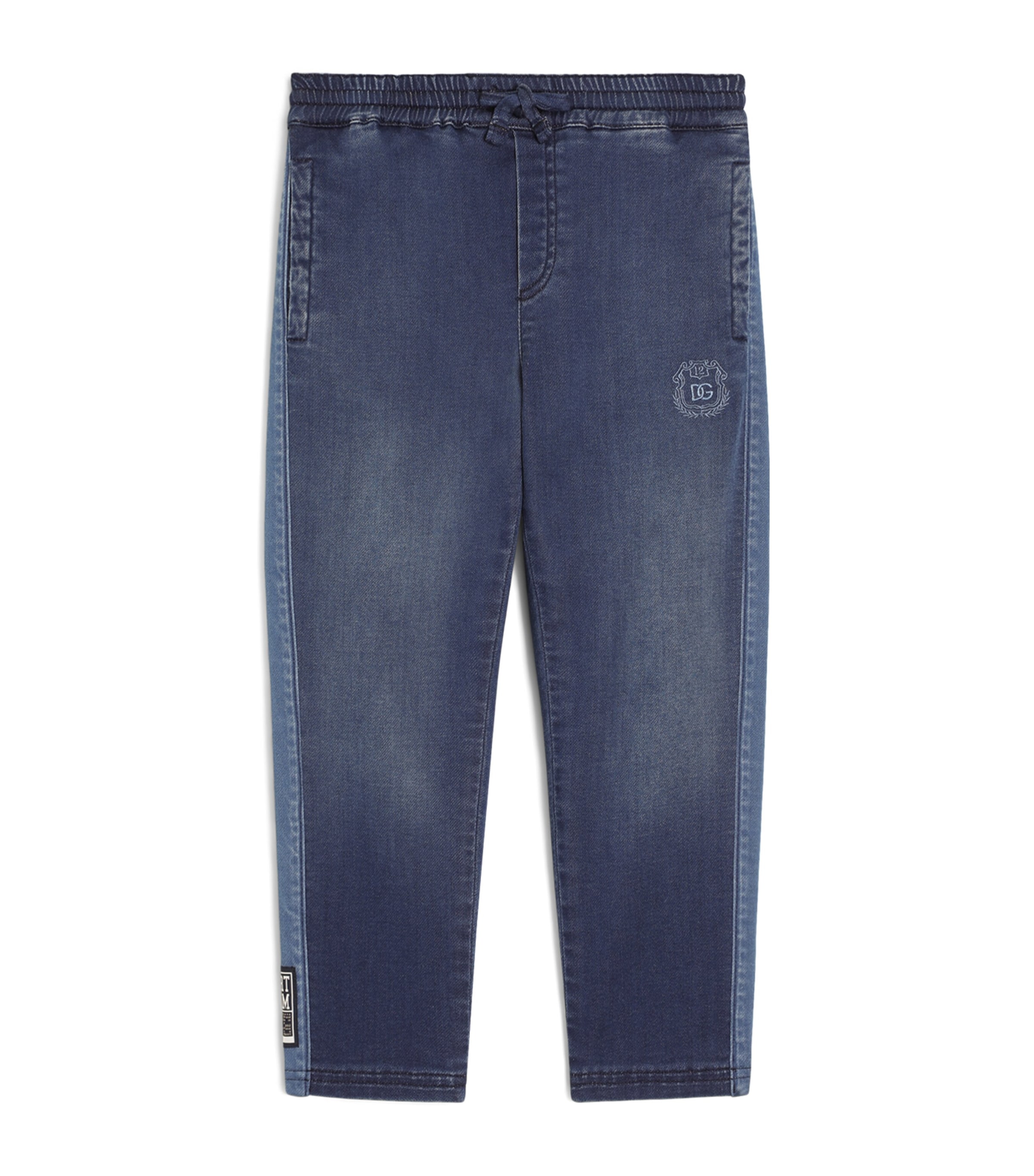 Dolce&Gabbana Kids Denim Fleece Drawstring Trousers Combined Col