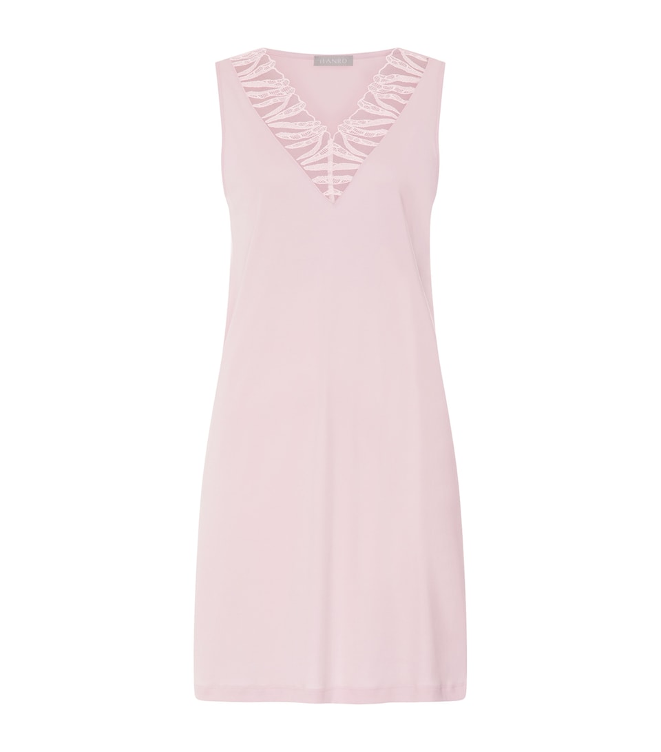 Hanro Womens Cotton Sleeveless Nightdress Rose Bath