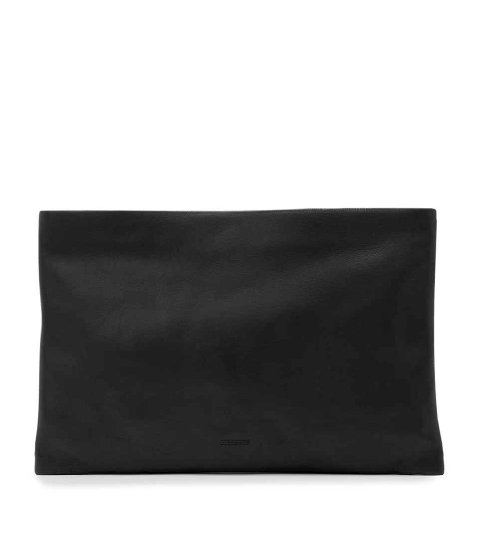 AllSaints Leather Bettina Clutch Bag Black