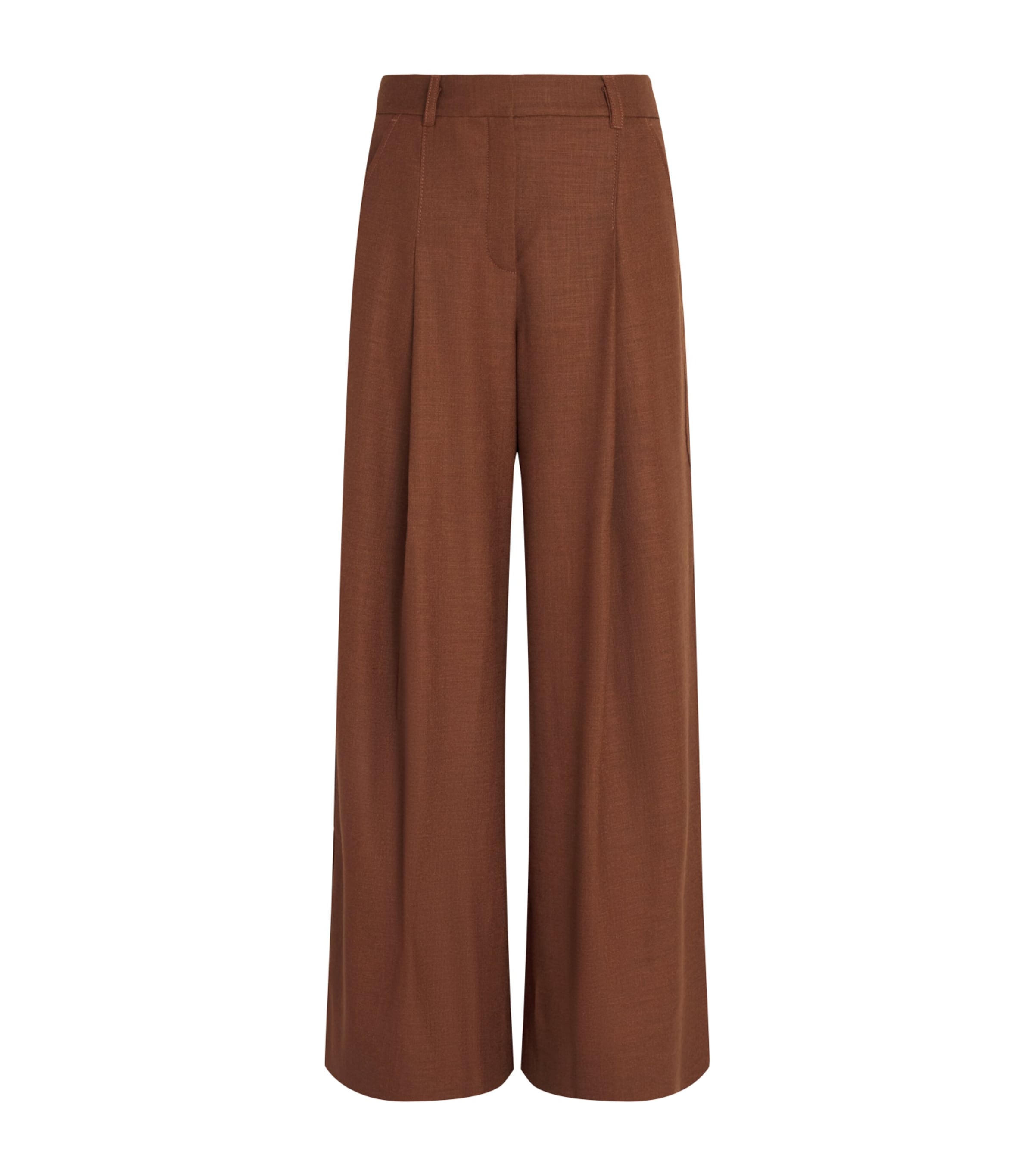 ME+EM Womens Wool-Blend Wide Trousers Pecan Brown