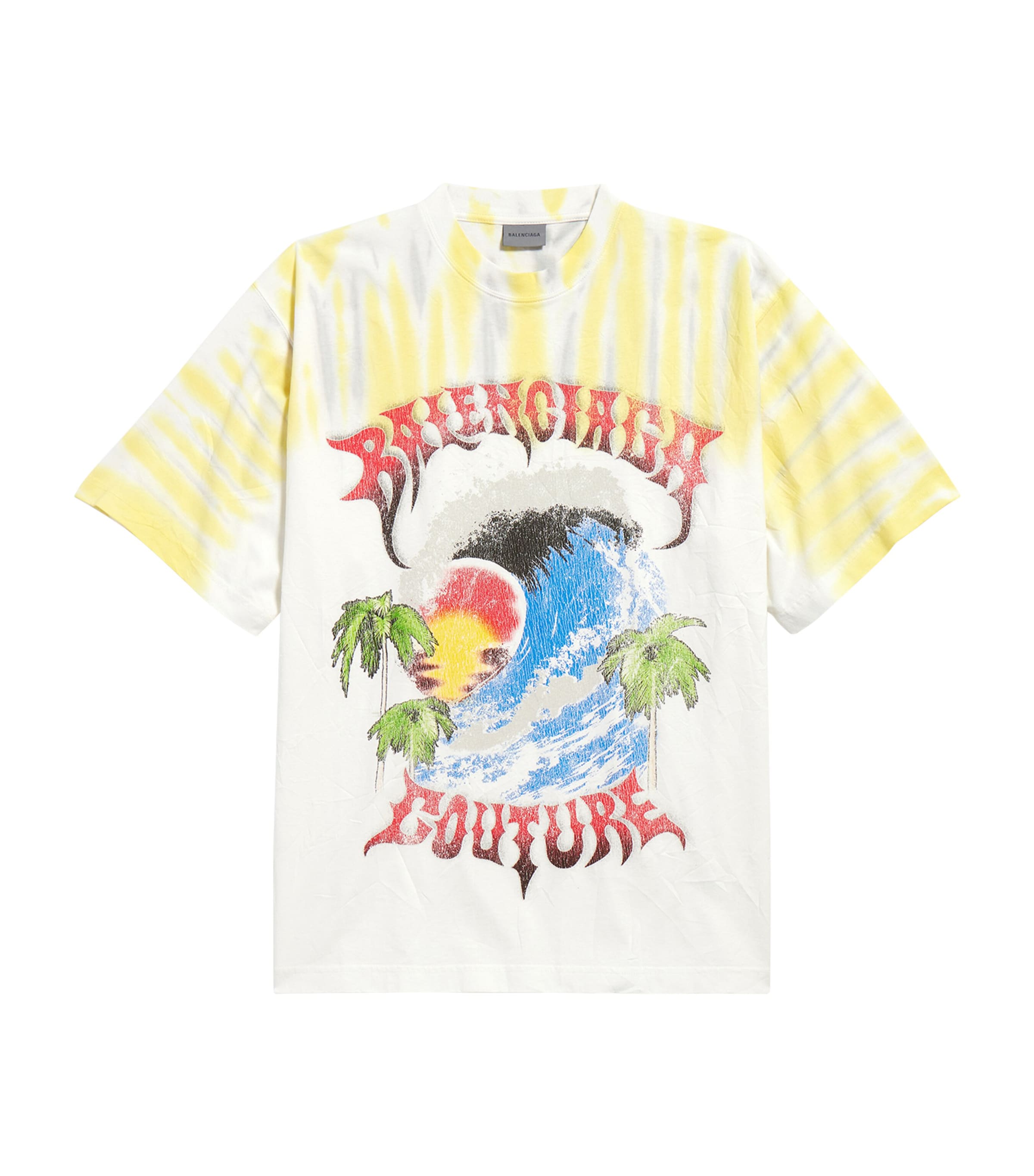 Balenciaga Mens Couture Logo Tie-Dye Oversized T-Shirt