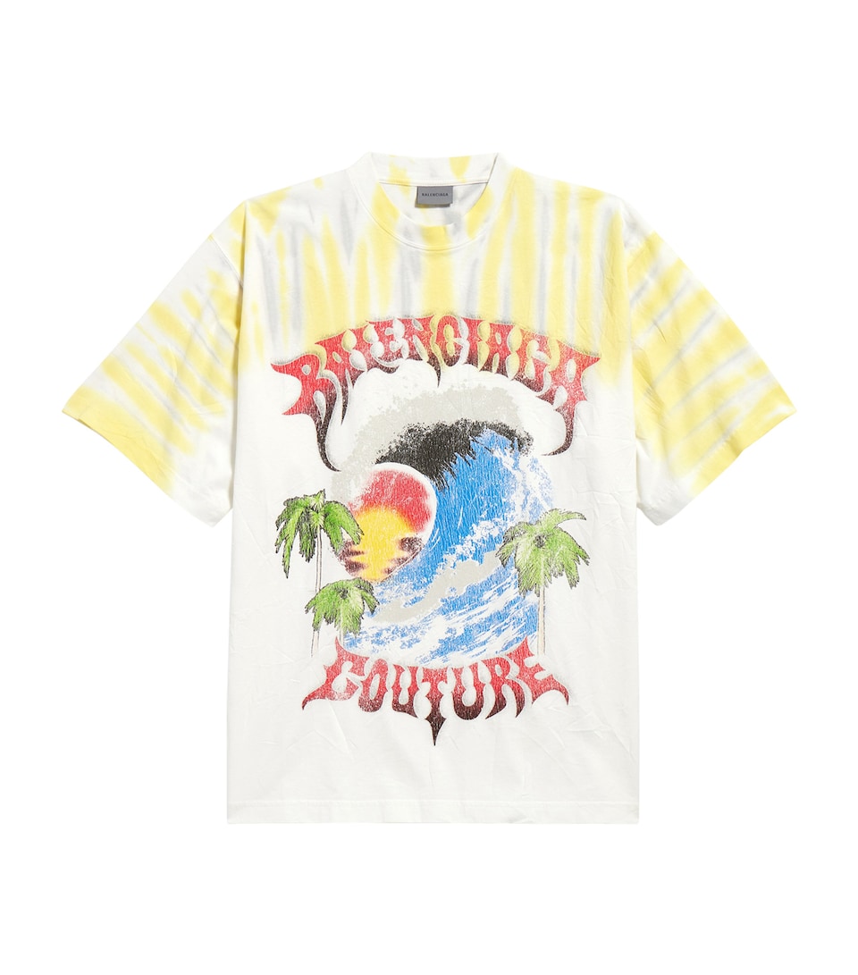Balenciaga Mens Couture Logo Tie-Dye Oversized T-Shirt