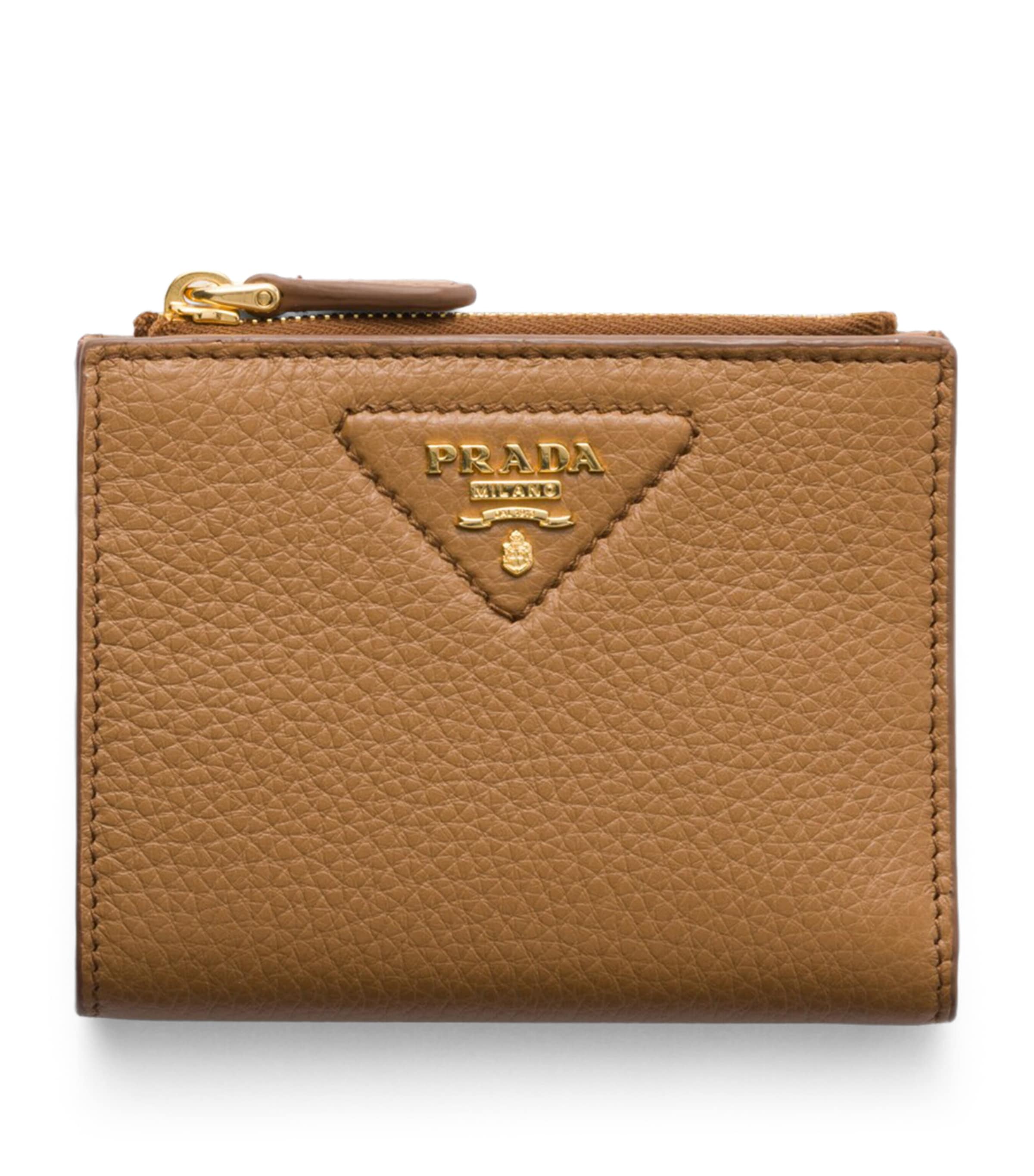 Prada Black Small Leather Triangle Wallet | Harrods UK