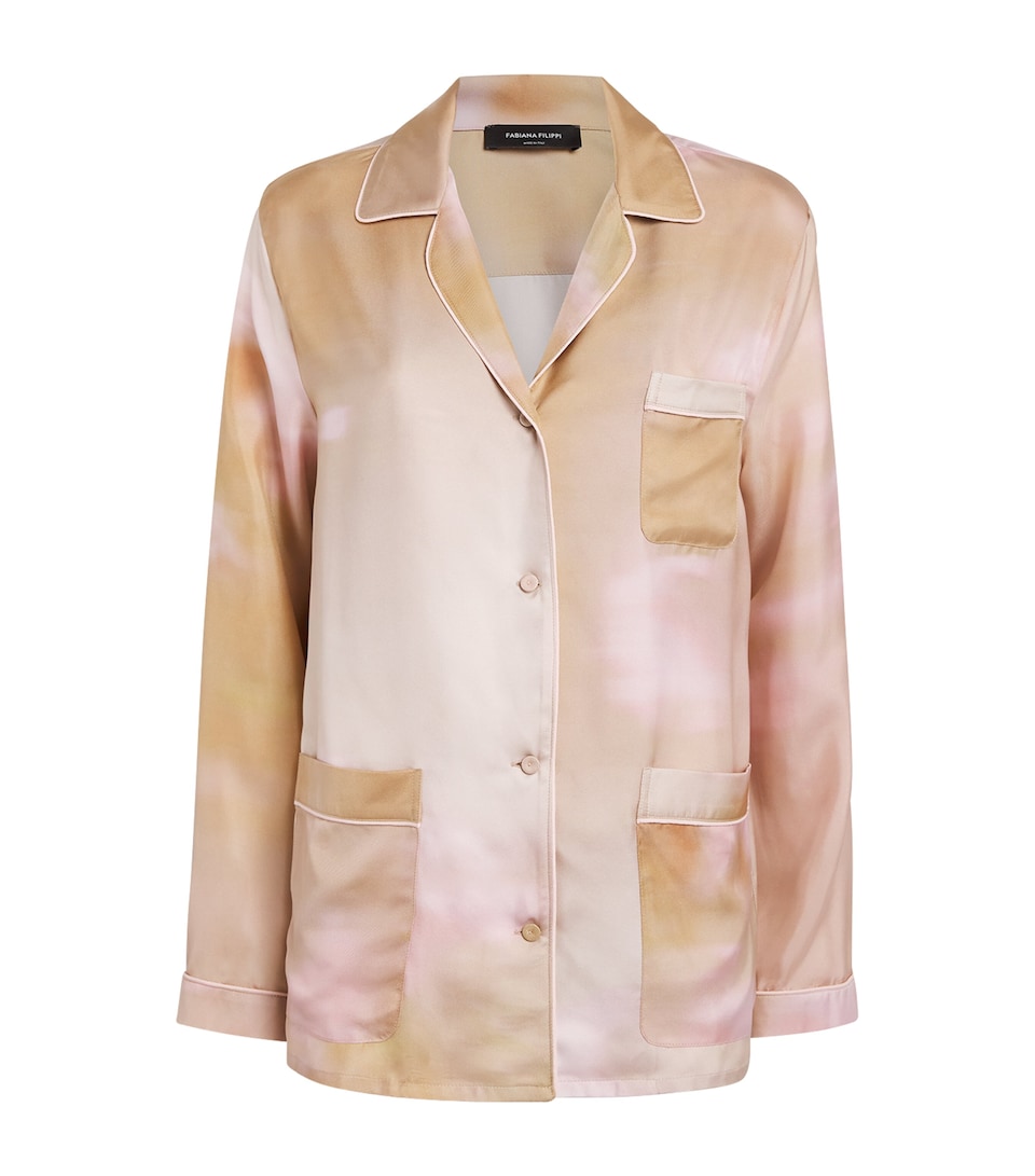 Silk Pipe-Trim Shirt