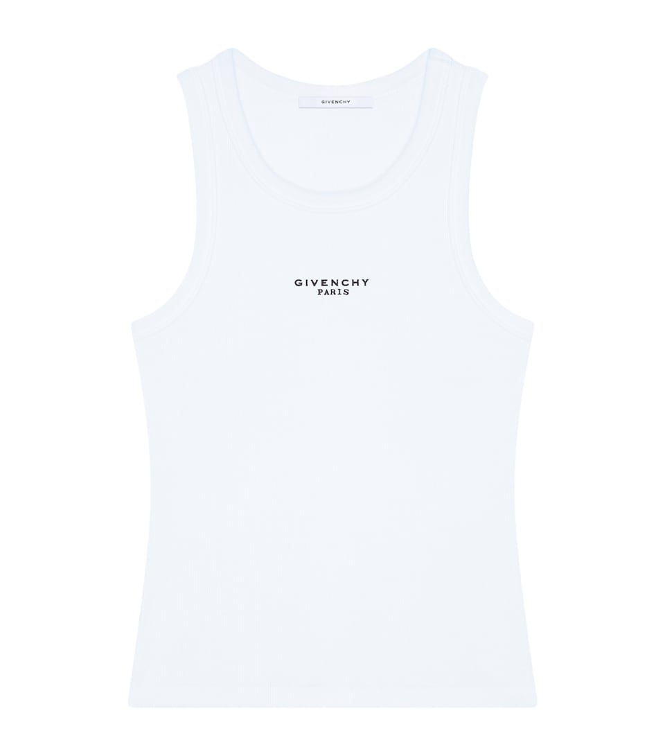 Givenchy Womens Stretch-Cotton Logo Tank Top White