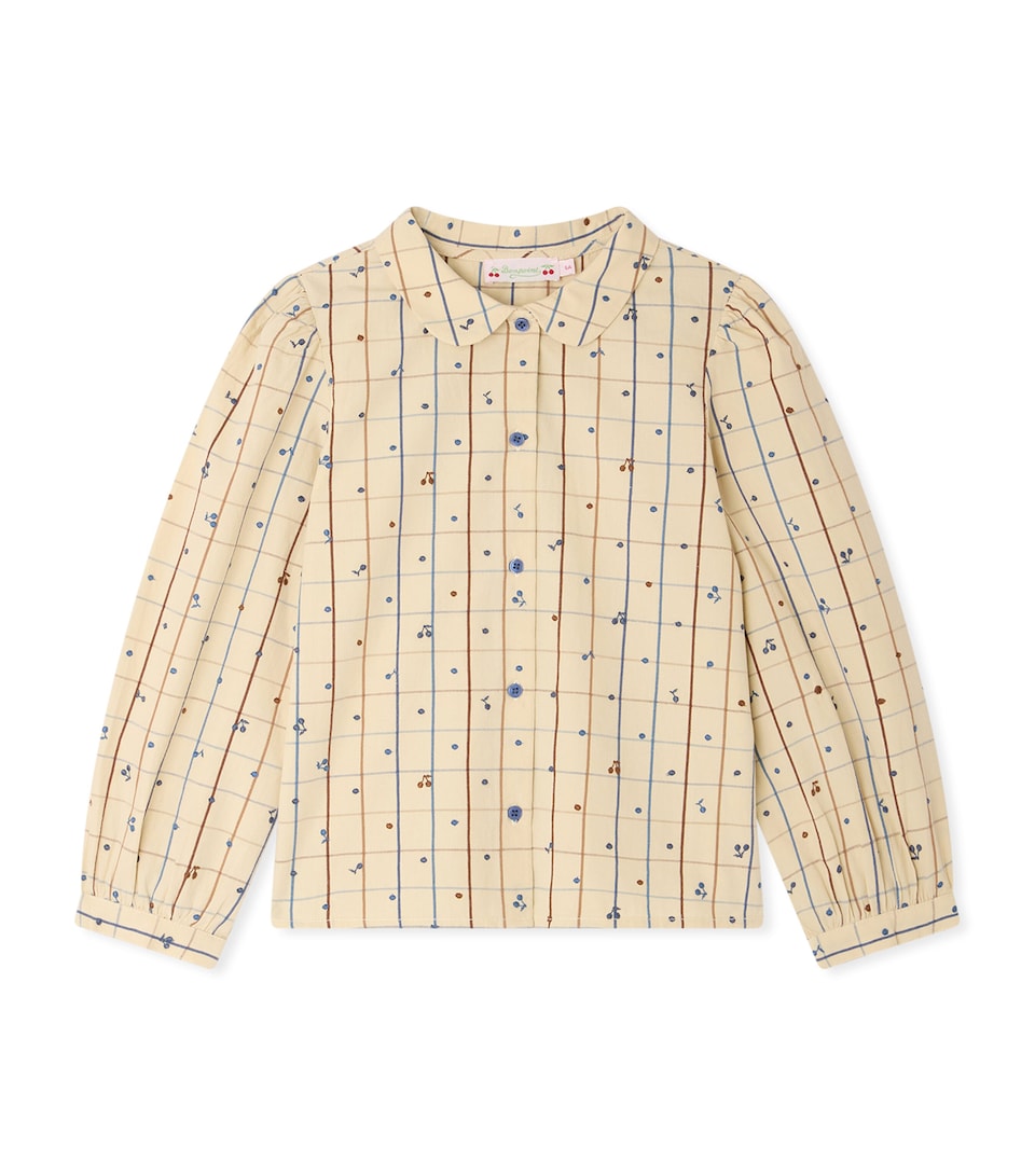 Bonpoint Cotton Check Blouse (4-8 Years) Ca Beige