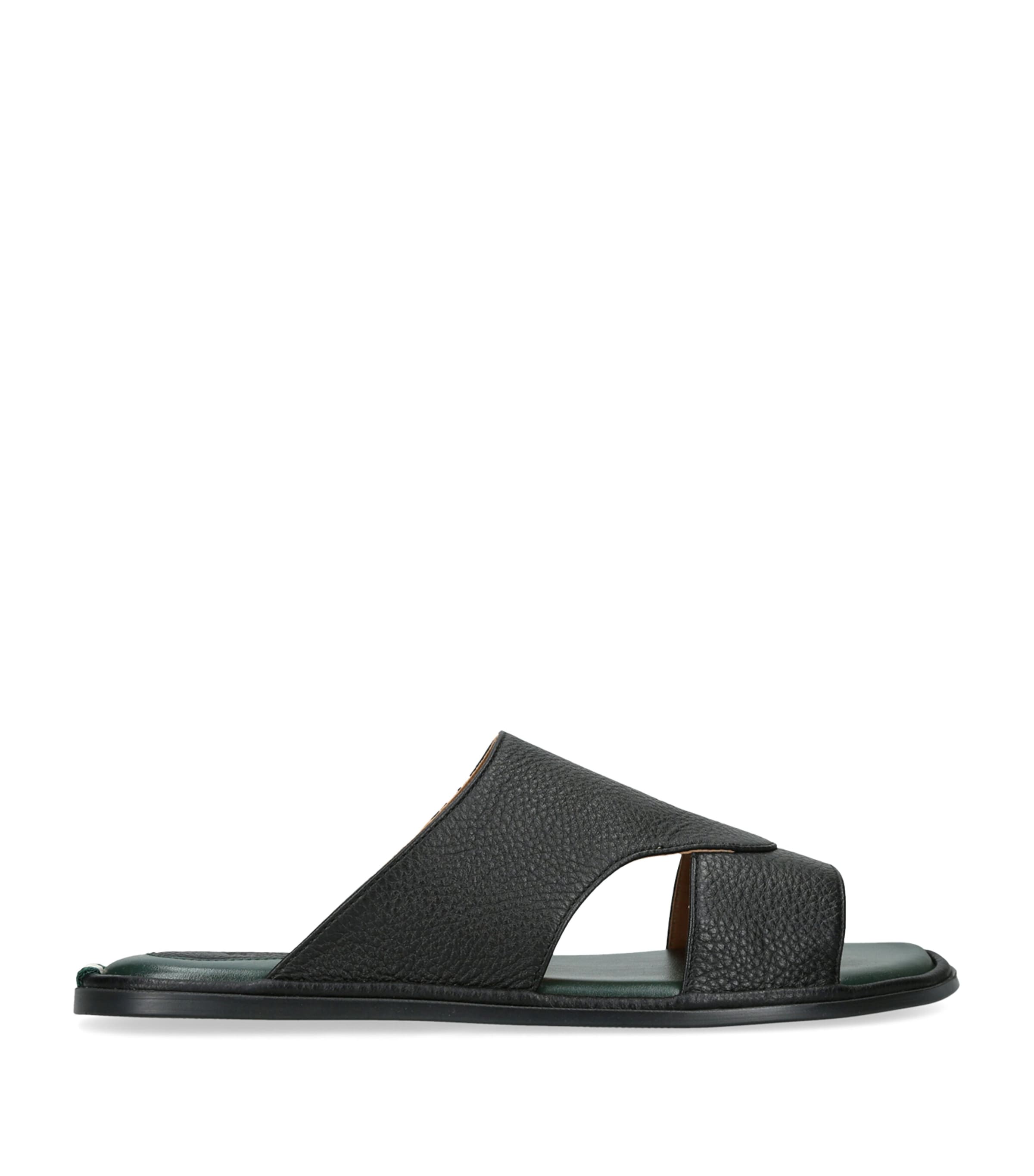 Brotini Leather Two-Strap Sandals Black