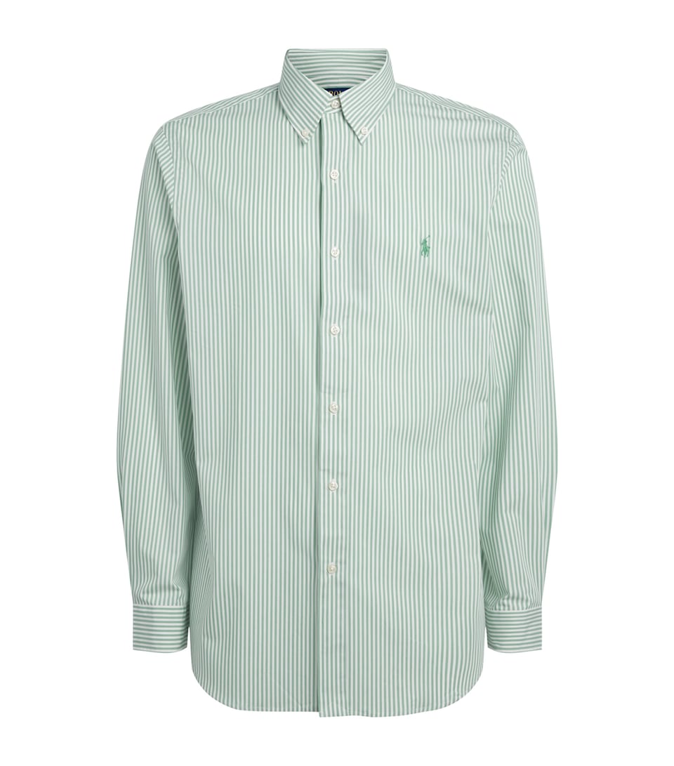 Polo Ralph Lauren Mens Stretch-Cotton Poplin Stripe Shirt Faded Mnt Wht